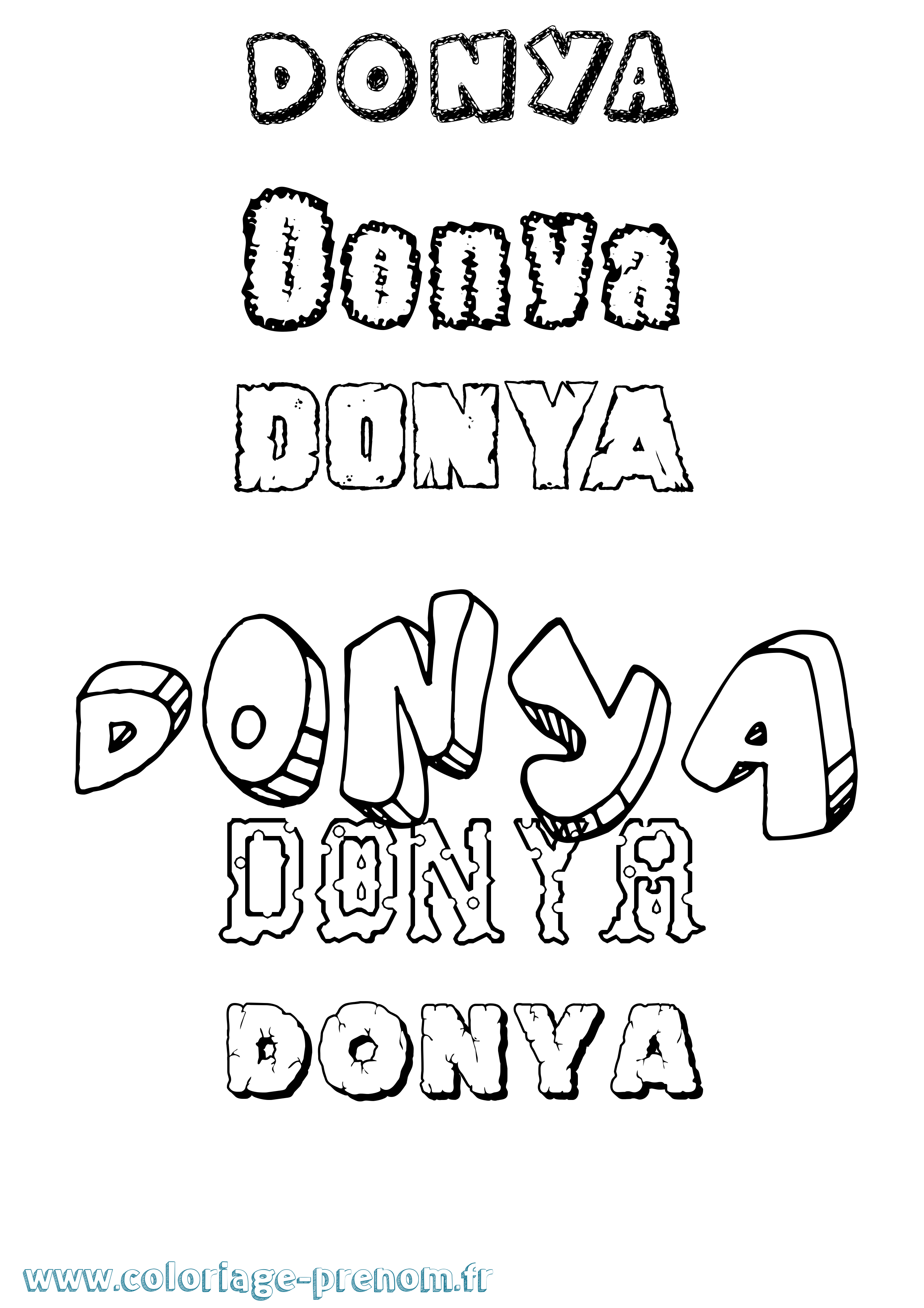 Coloriage Donya Destructuré Coloriage prénom Donya Destructuré