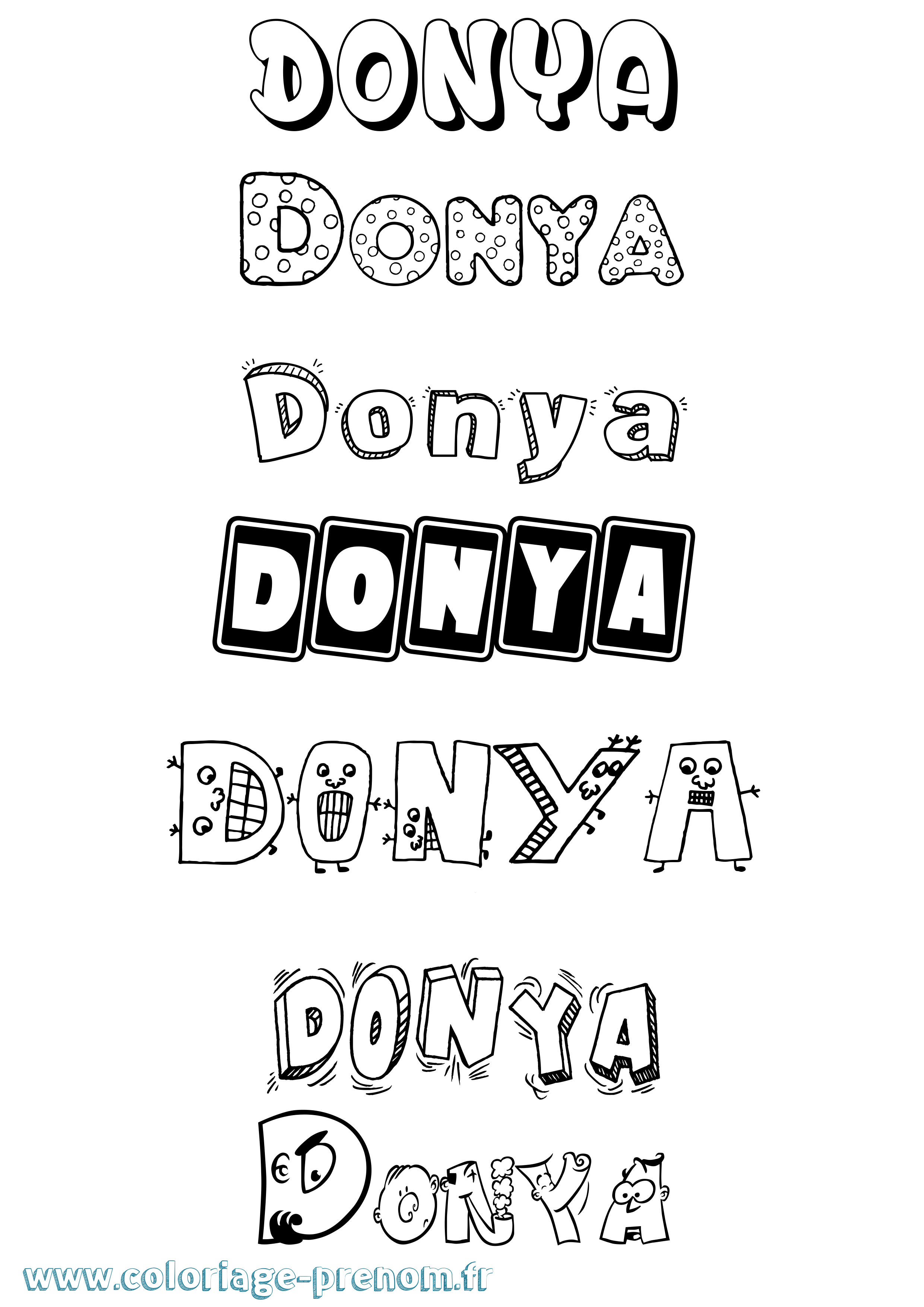 Coloriage Donya Fun Coloriage prénom Donya Fun