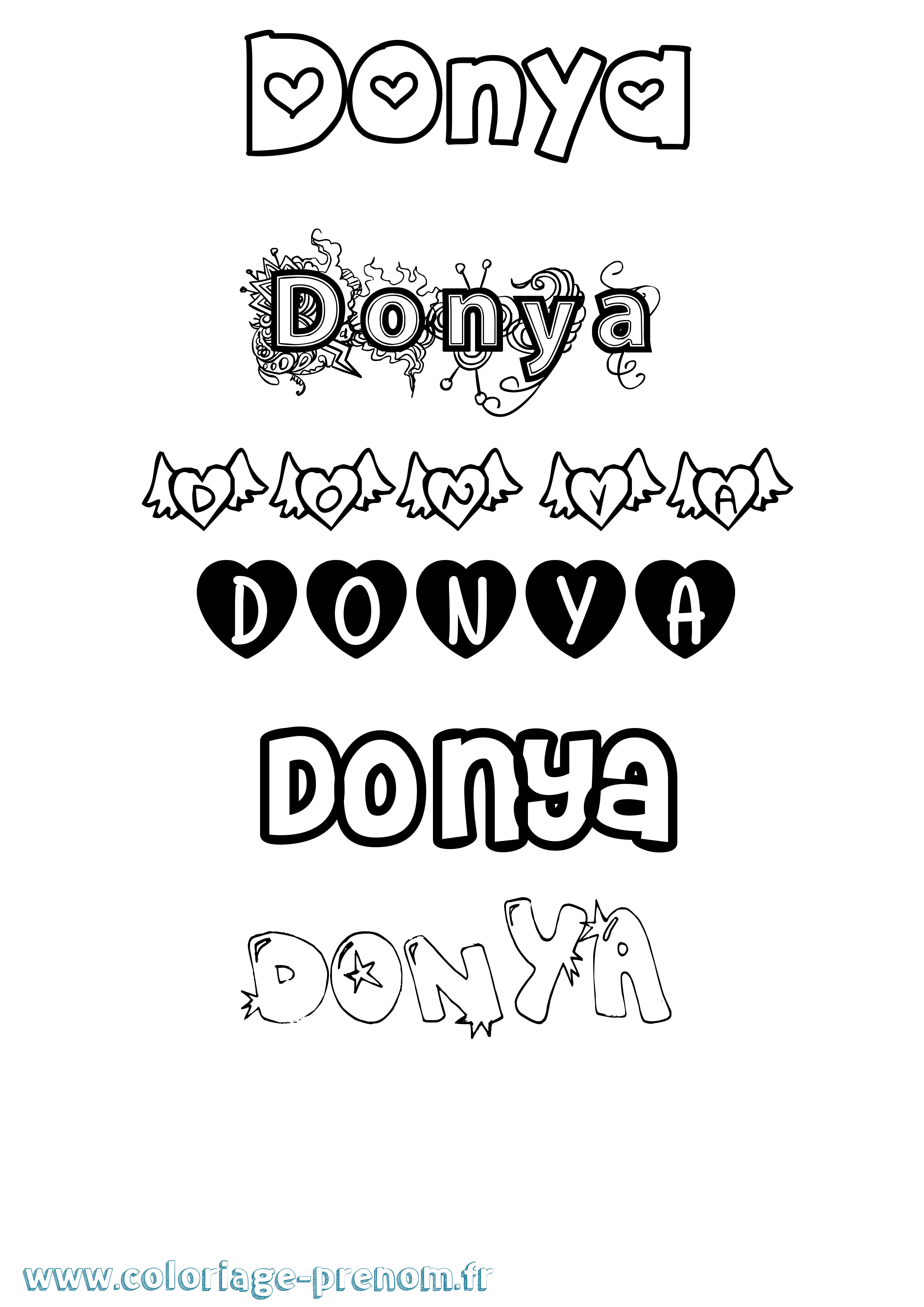 Coloriage Donya Girly Coloriage prénom Donya Girly