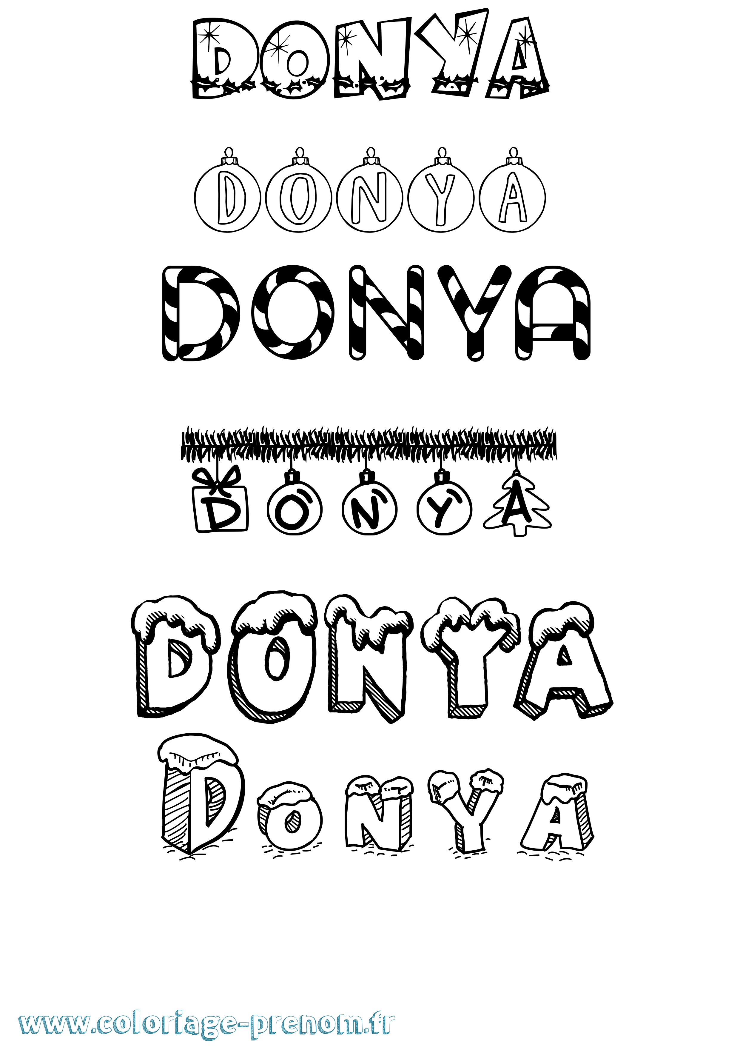 Coloriage Donya Noël Coloriage prénom Donya Noël