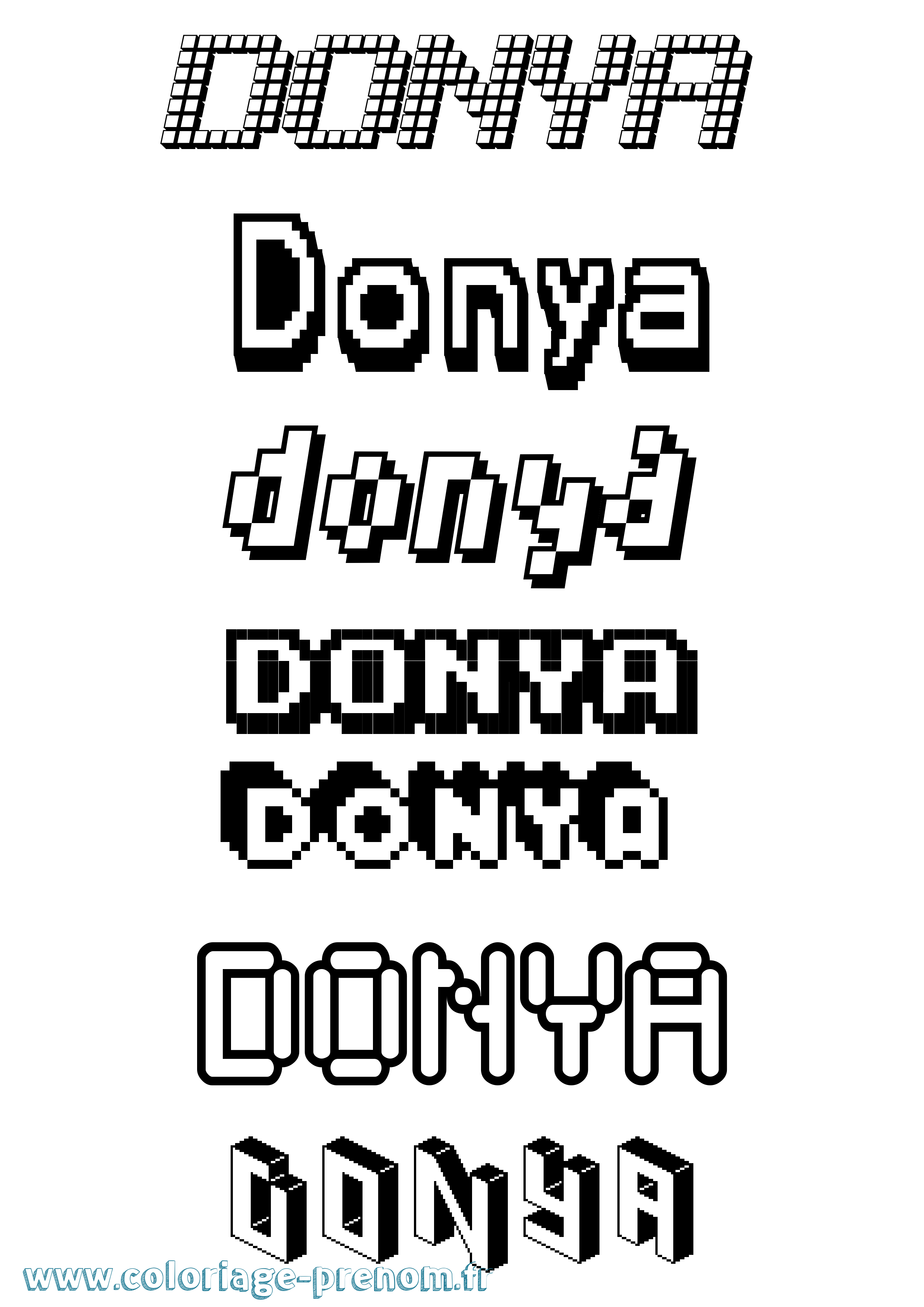 Coloriage Donya Pixel Coloriage prénom Donya Pixel