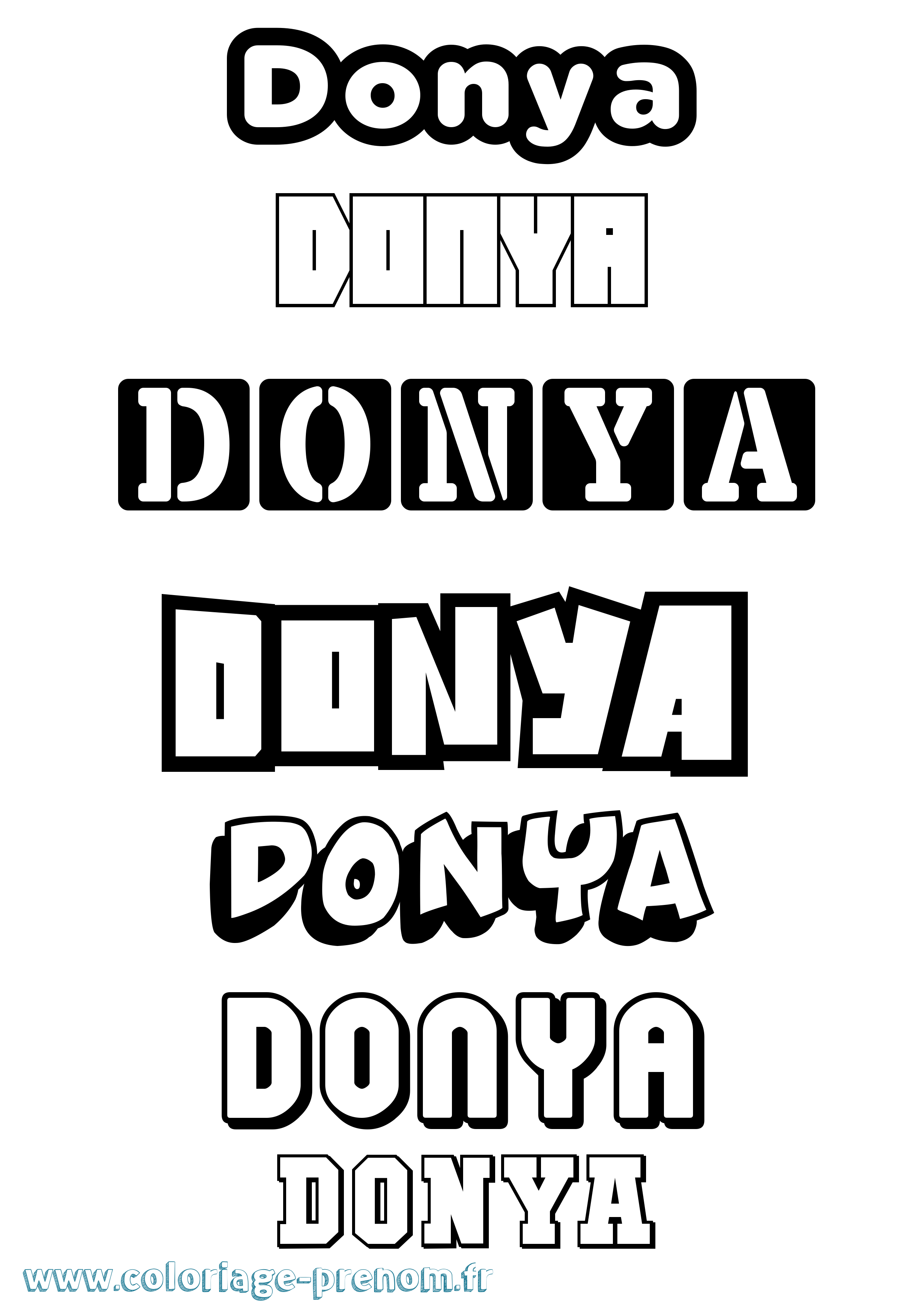 Coloriage Donya Simple Coloriage prénom Donya Simple