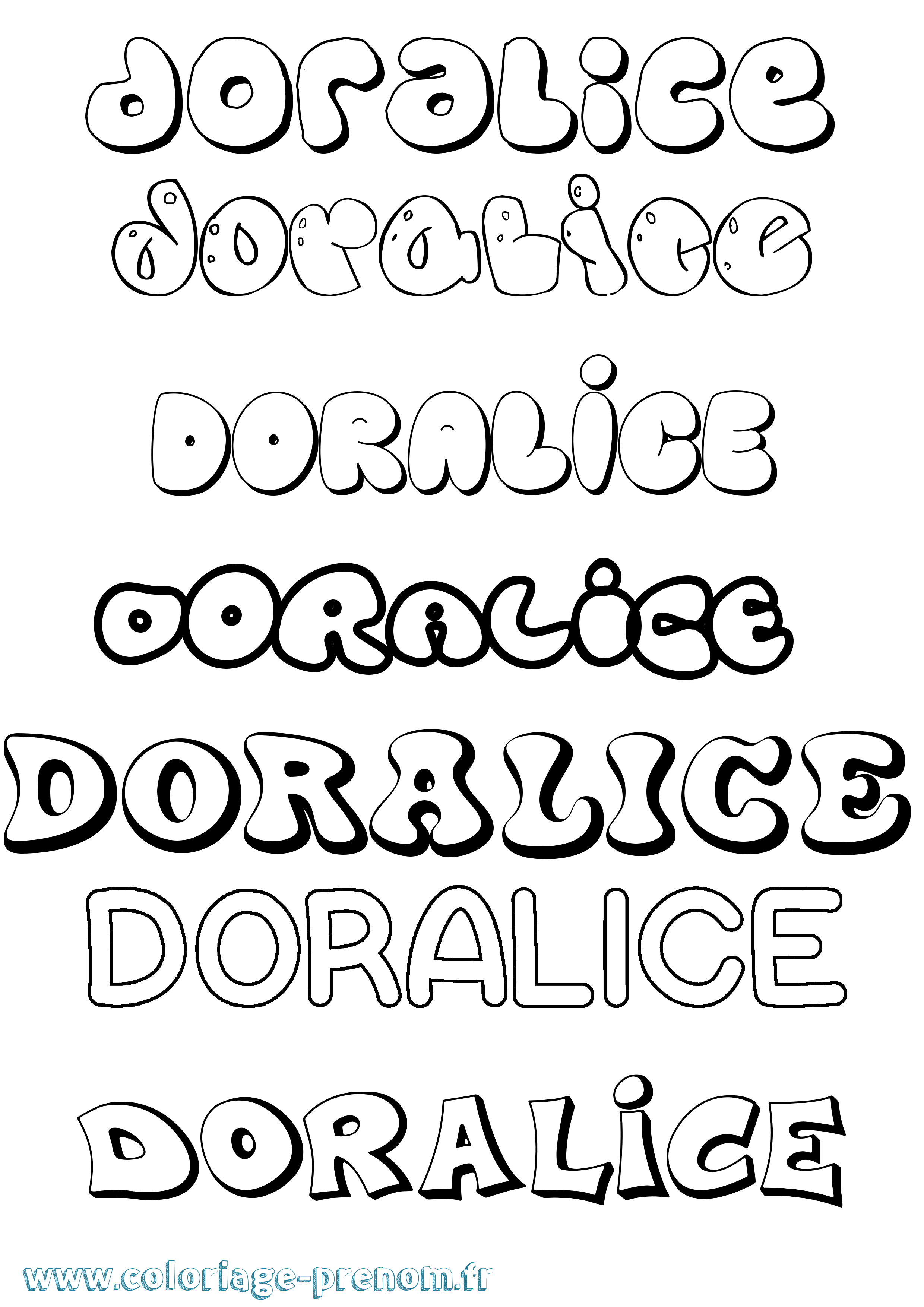 Coloriage Doralice Bubble Coloriage prénom Doralice Bubble