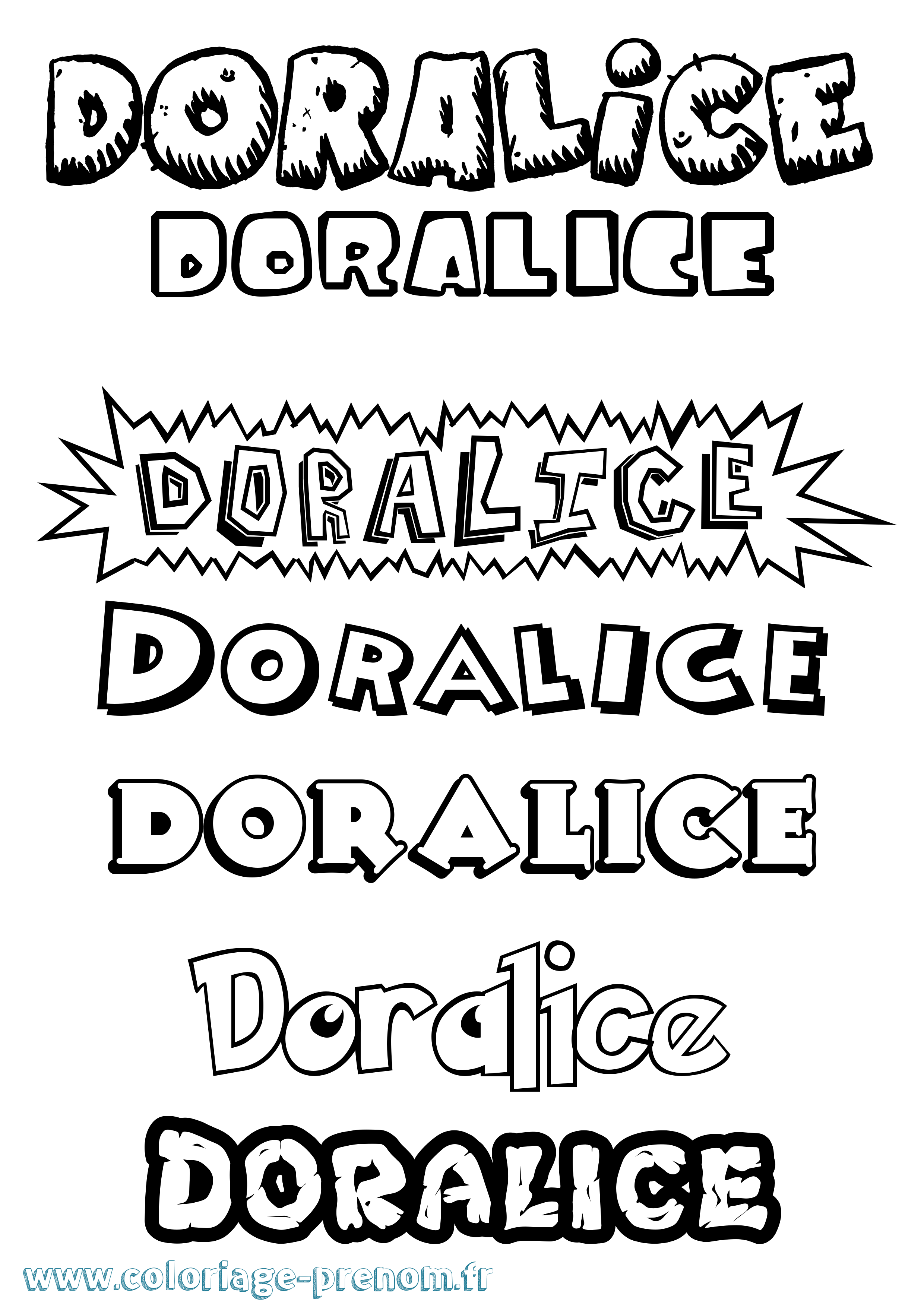 Coloriage Doralice Dessin Animé Coloriage prénom Doralice Dessin Animé