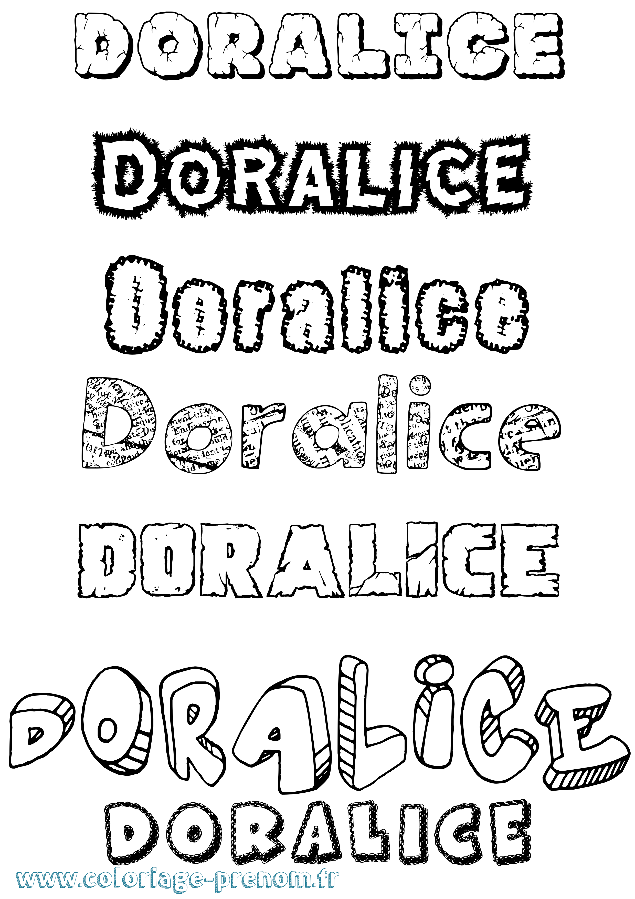 Coloriage Doralice Destructuré Coloriage prénom Doralice Destructuré