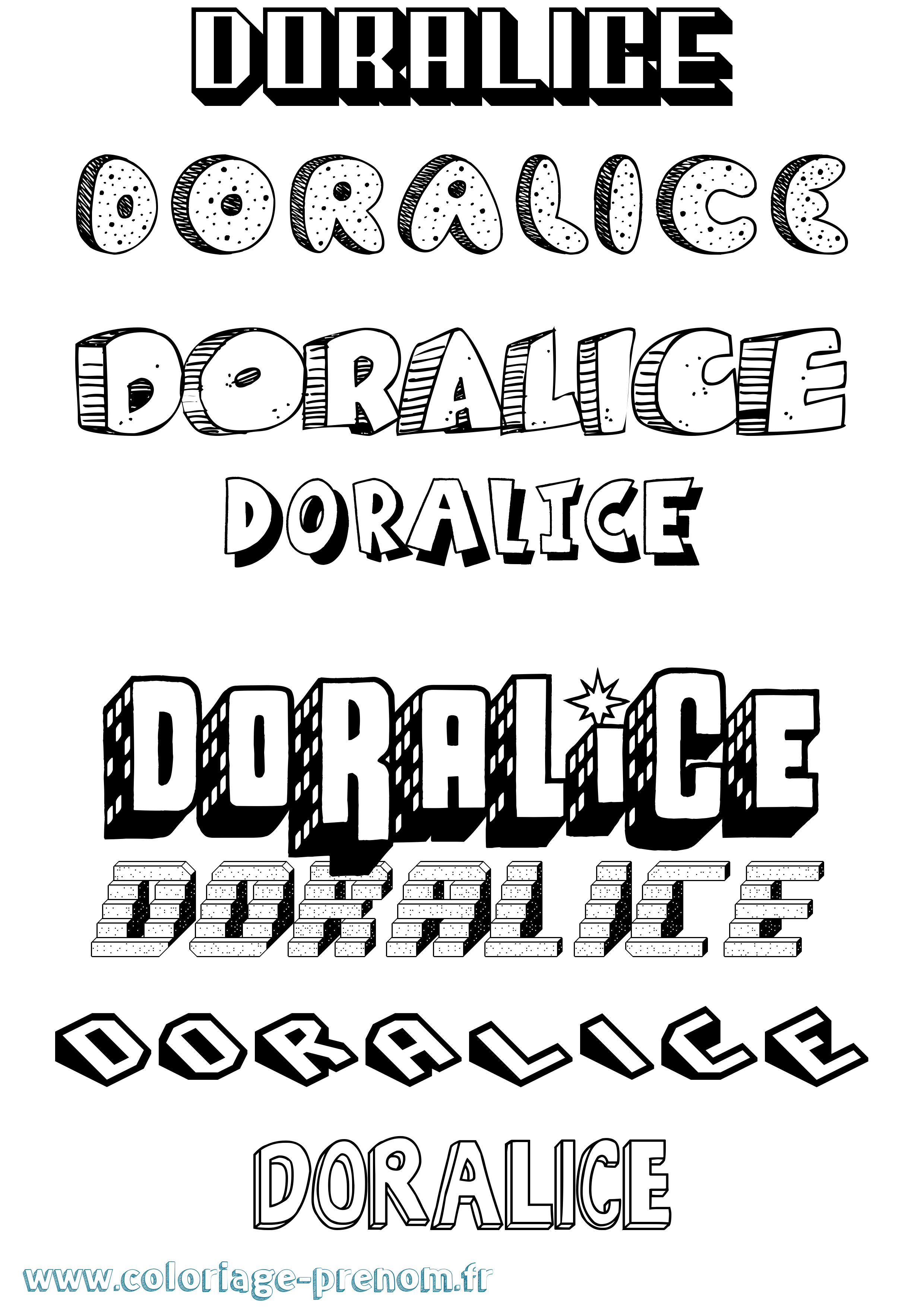 Coloriage Doralice Effet 3D Coloriage prénom Doralice Effet 3D