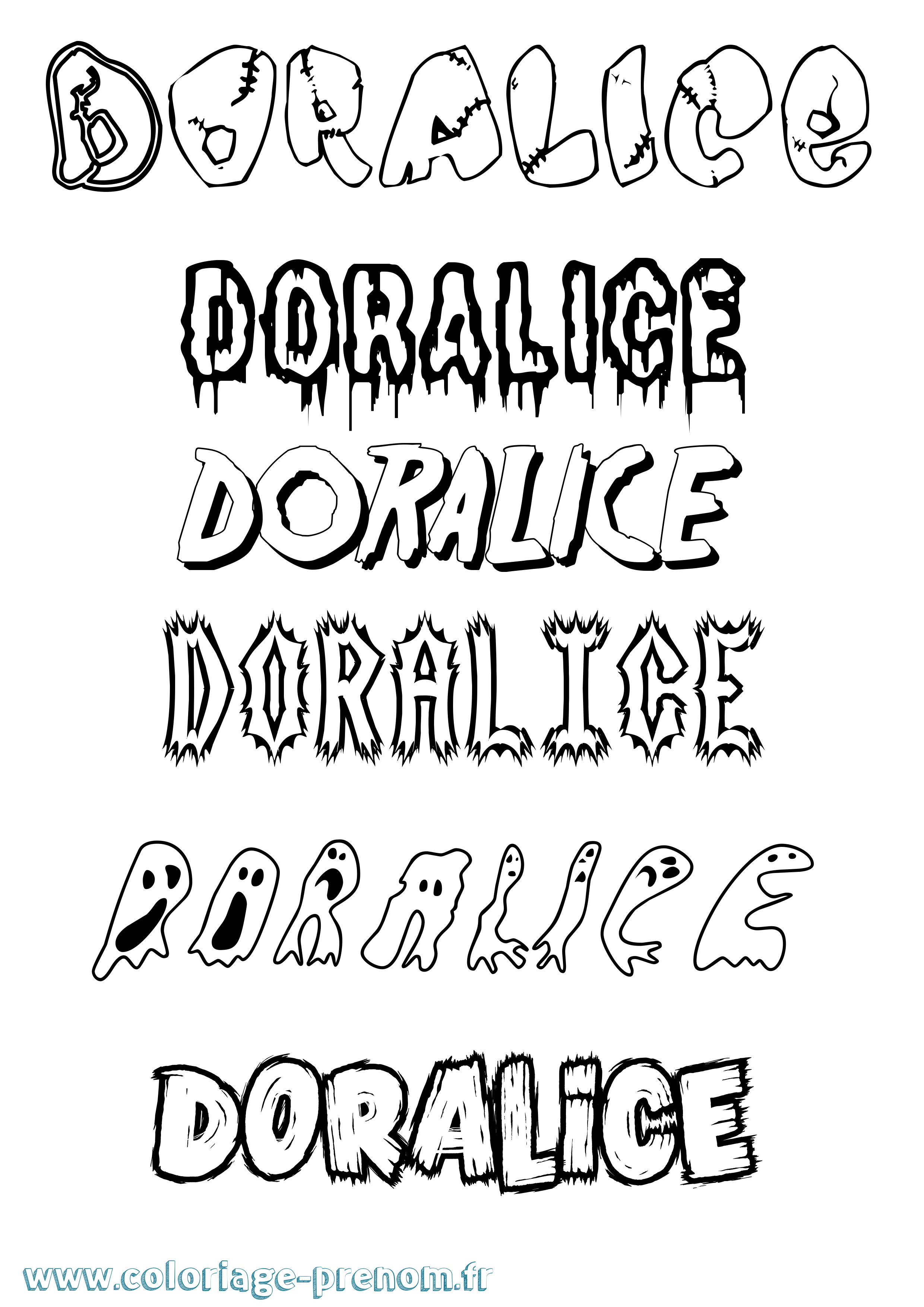 Coloriage Doralice Frisson Coloriage prénom Doralice Frisson