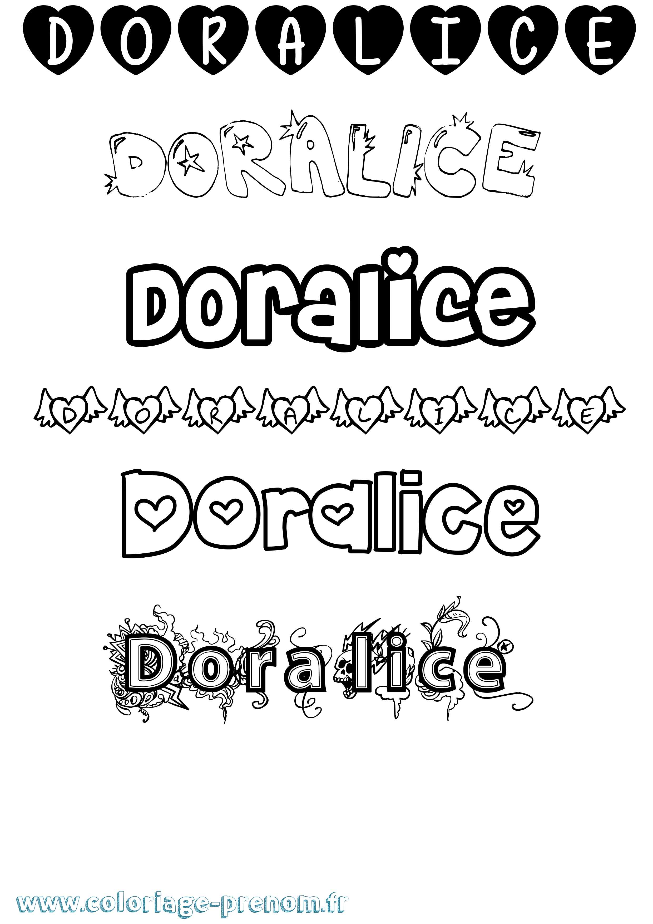 Coloriage Doralice Girly Coloriage prénom Doralice Girly