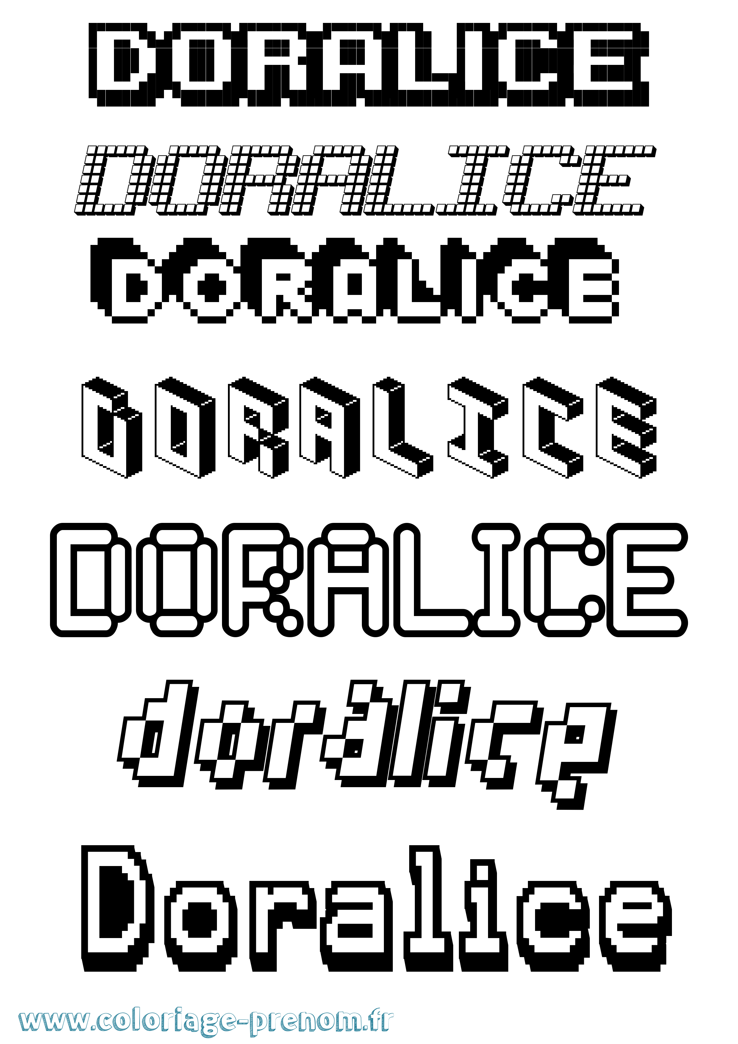 Coloriage Doralice Pixel Coloriage prénom Doralice Pixel