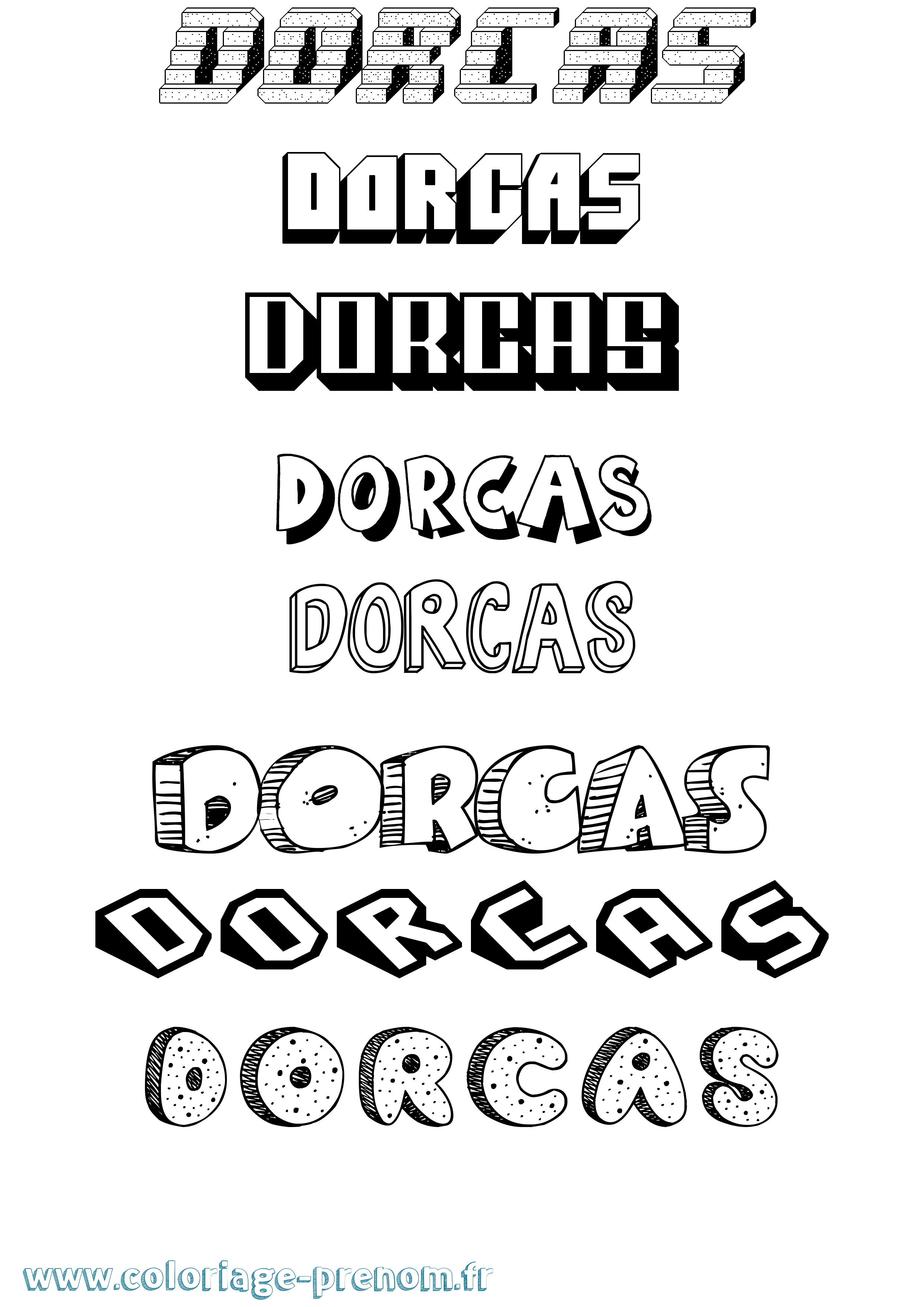 Coloriage Dorcas Effet 3D Coloriage prénom Dorcas Effet 3D