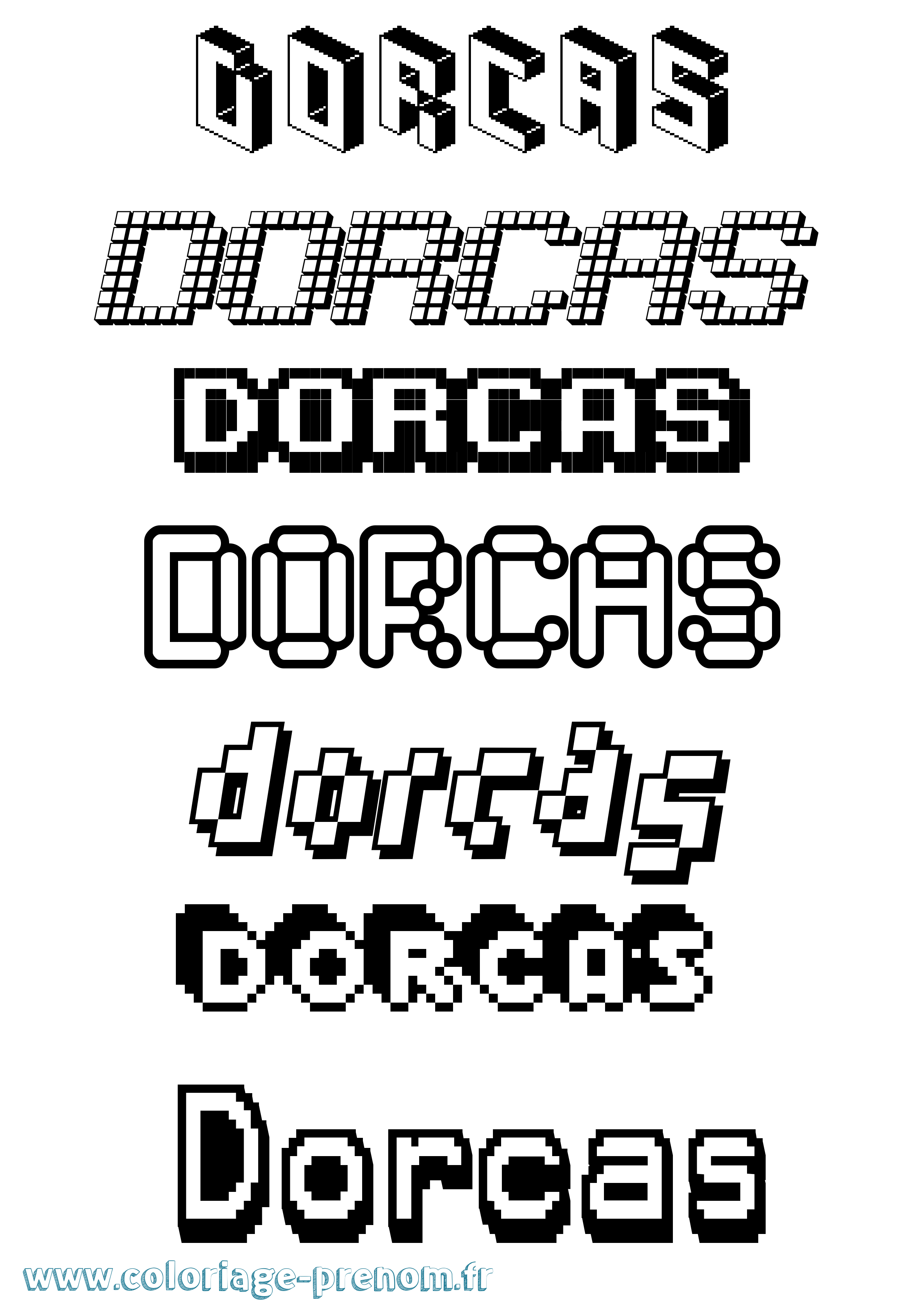 Coloriage Dorcas Pixel Coloriage prénom Dorcas Pixel