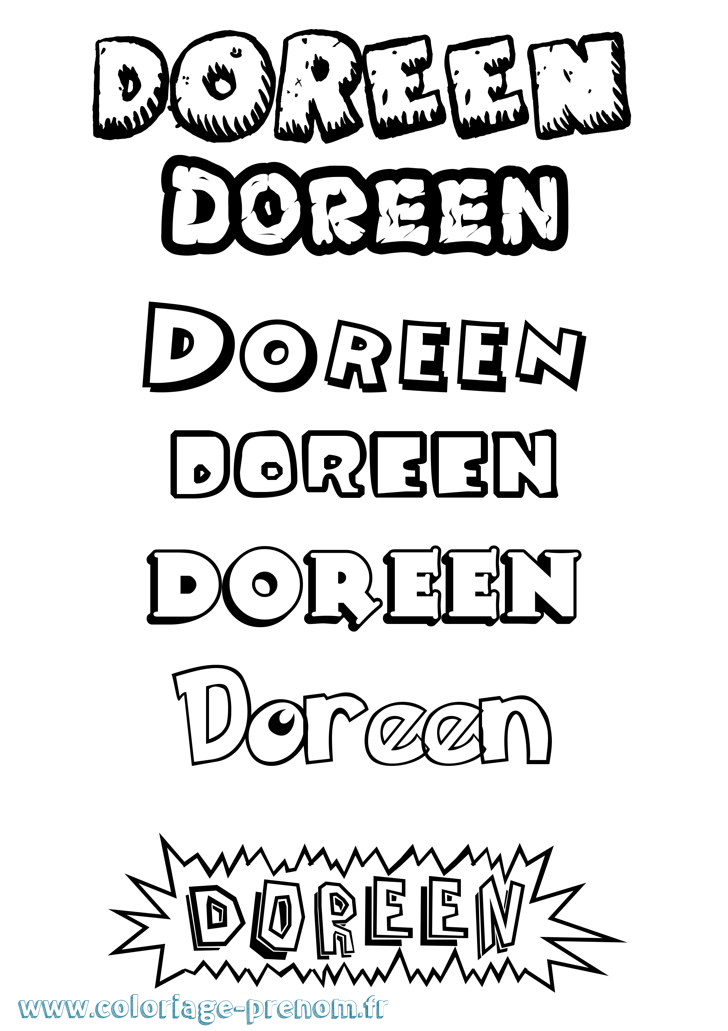 Coloriage Doreen Dessin Animé Coloriage prénom Doreen Dessin Animé