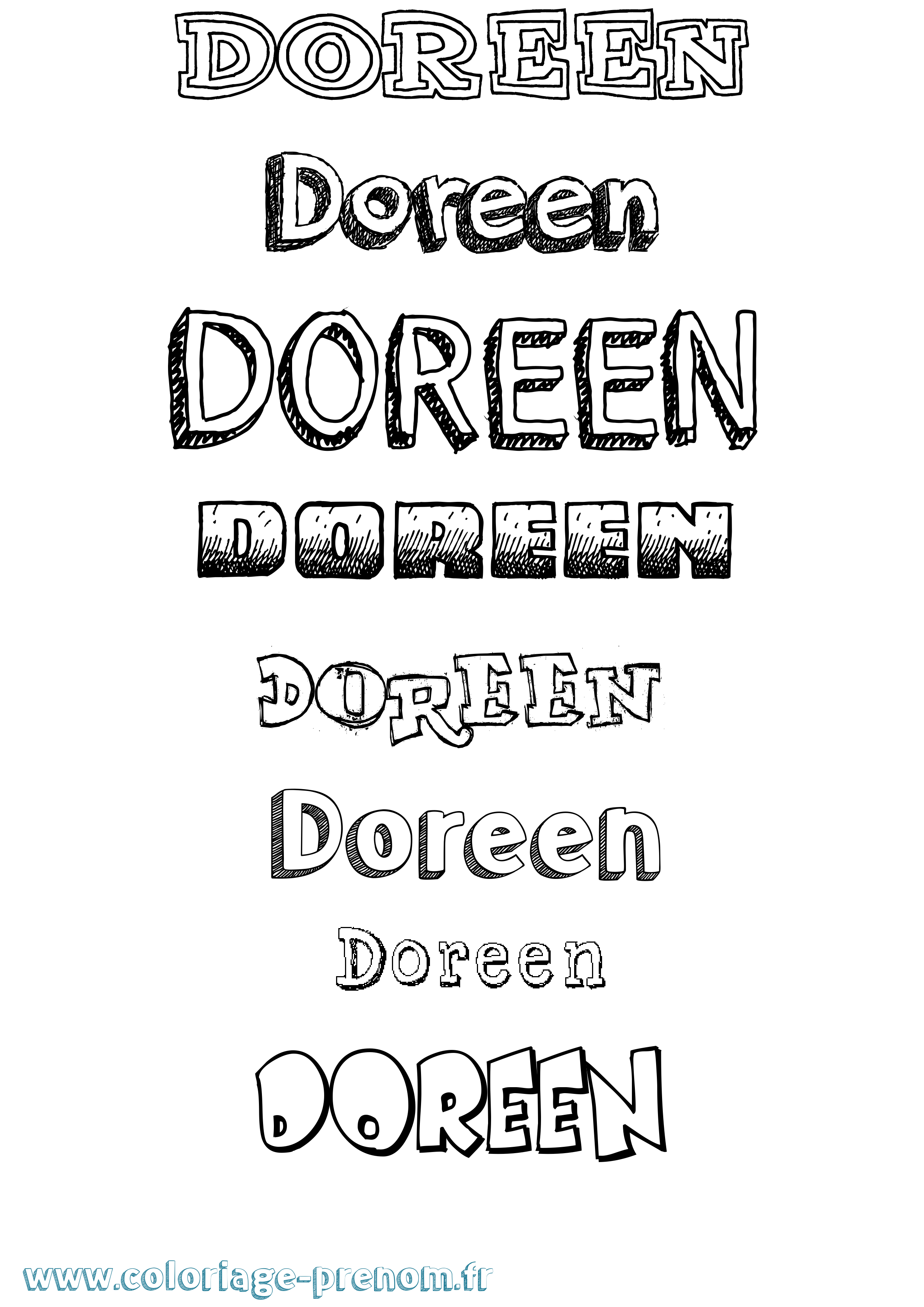 Coloriage Doreen Dessiné Coloriage prénom Doreen Dessiné
