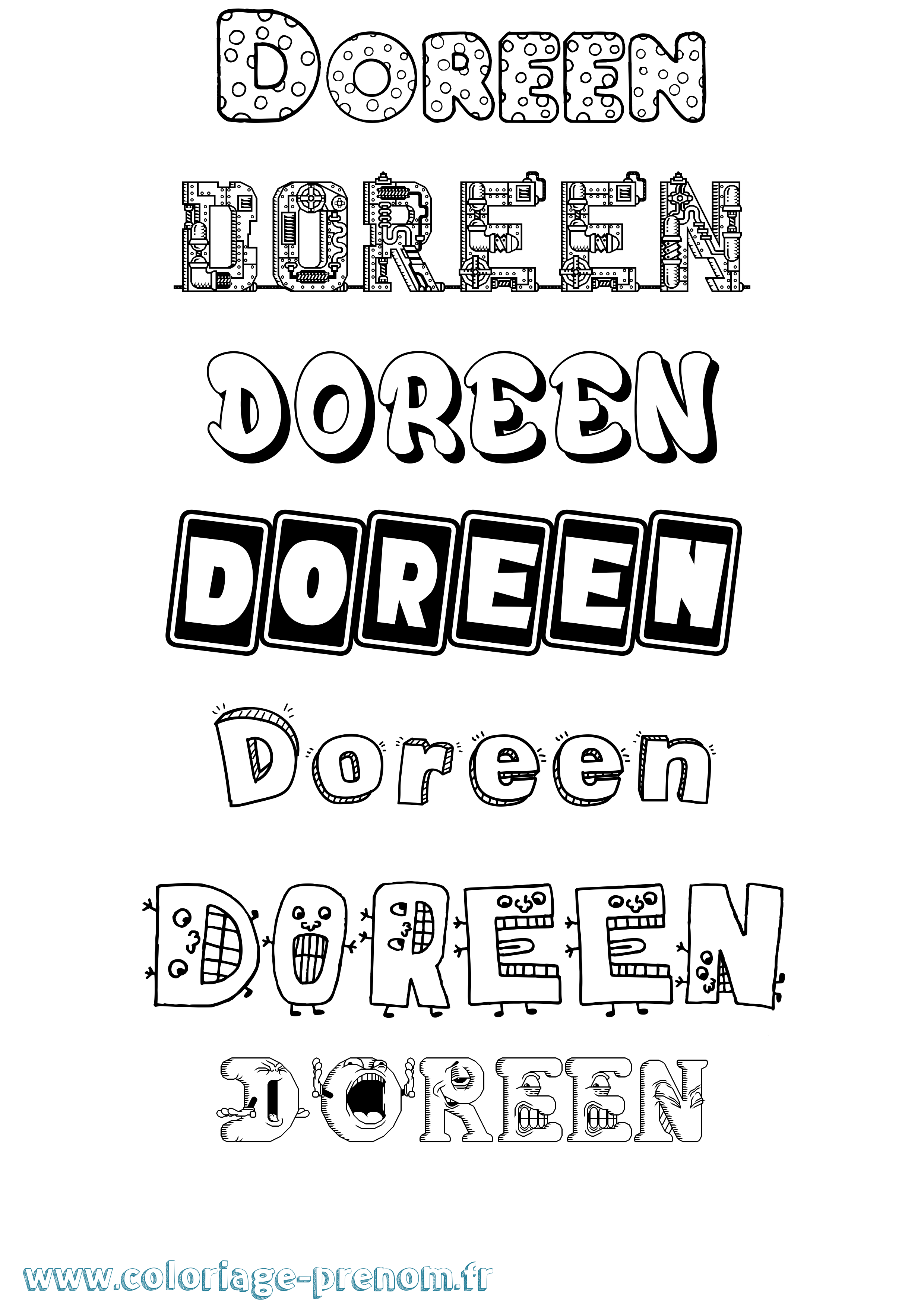 Coloriage Doreen Fun Coloriage prénom Doreen Fun