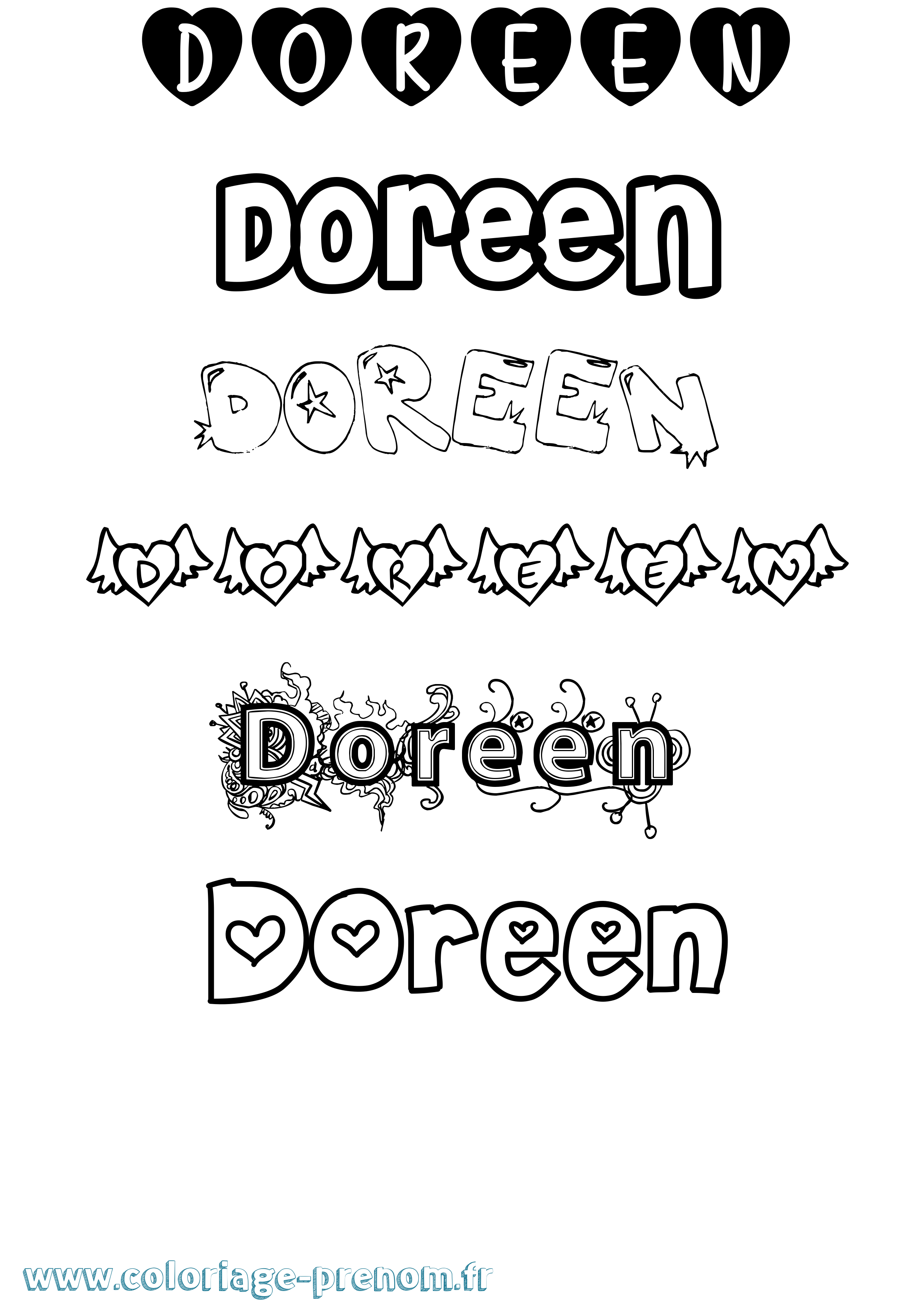 Coloriage Doreen Girly Coloriage prénom Doreen Girly