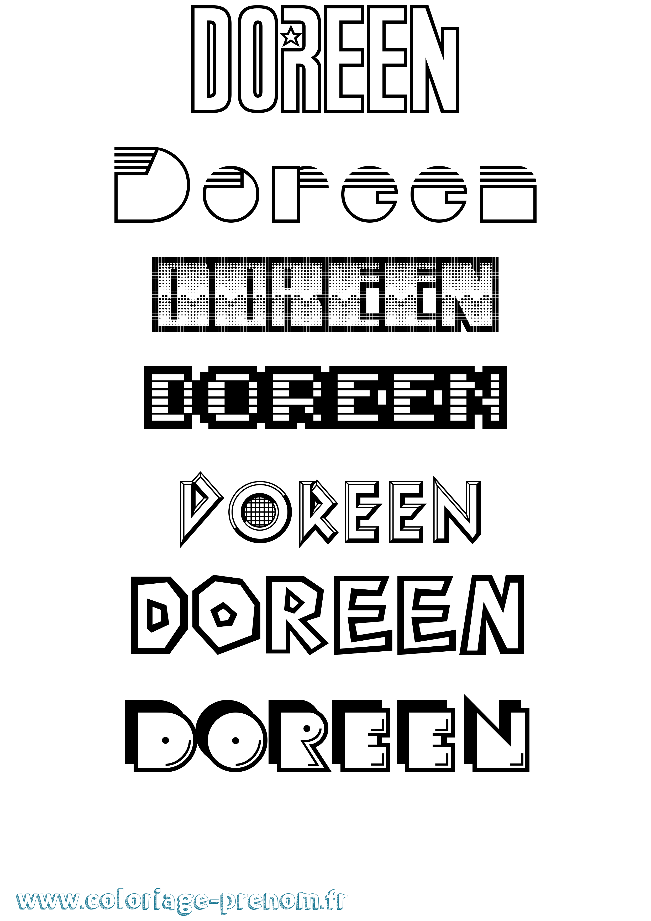 Coloriage Doreen Jeux Vidéos Coloriage prénom Doreen Jeux Vidéos