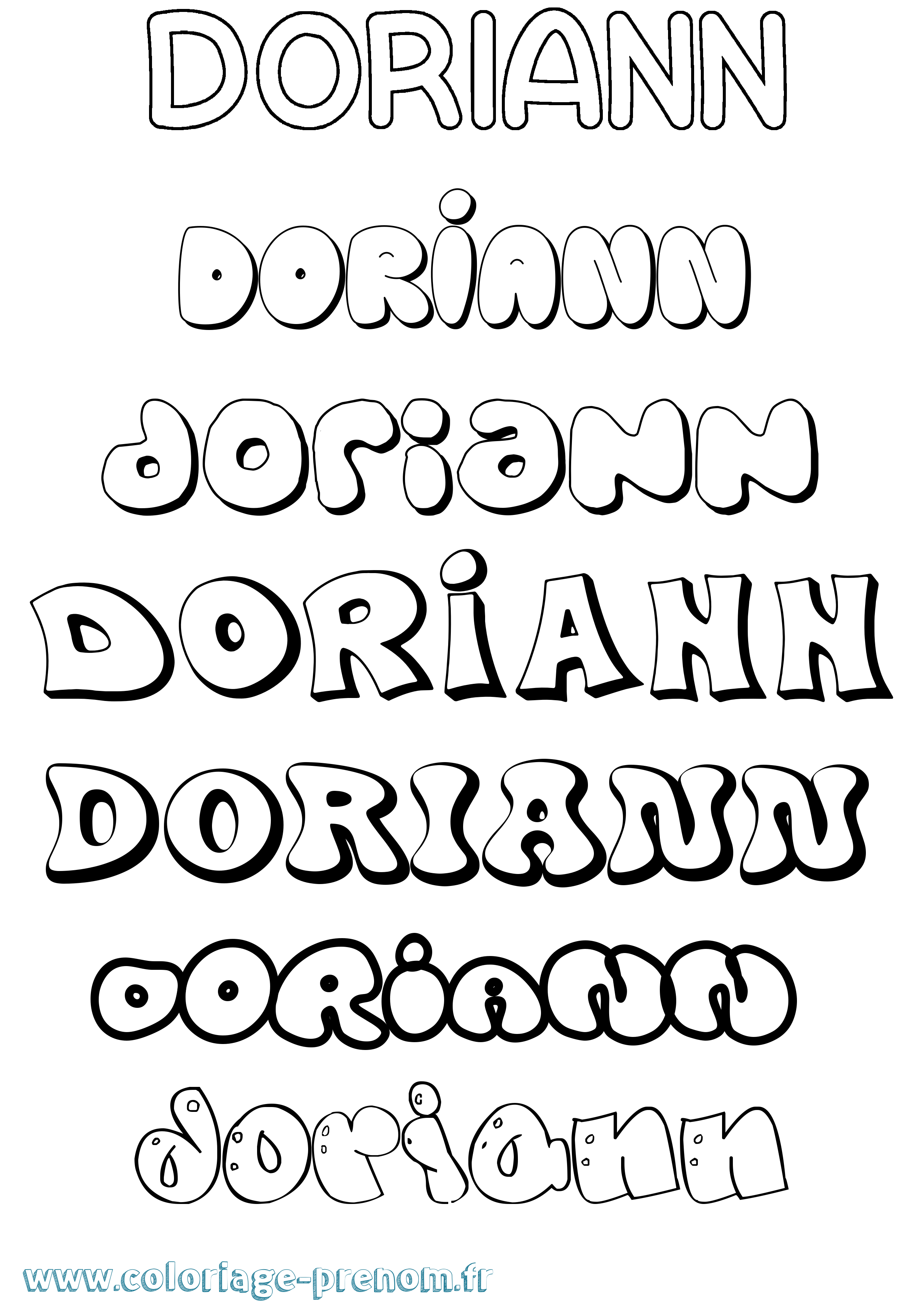 Coloriage Doriann Bubble Coloriage prénom Doriann Bubble