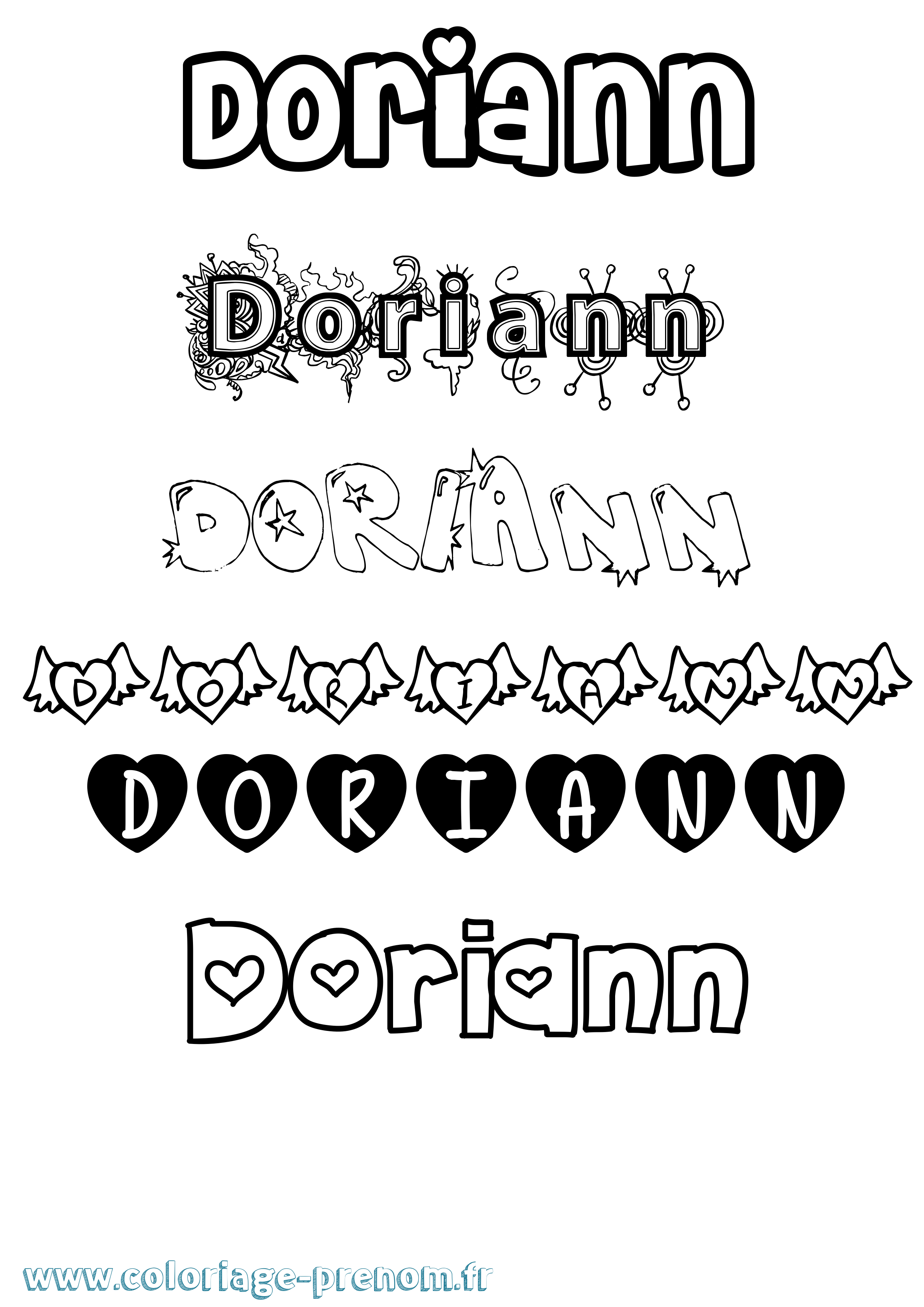 Coloriage Doriann Girly Coloriage prénom Doriann Girly