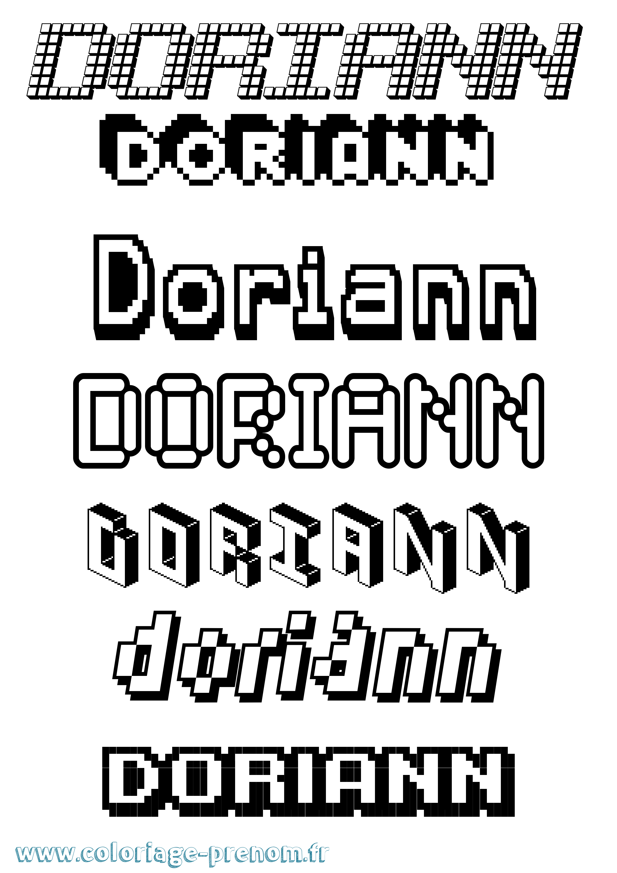 Coloriage Doriann Pixel Coloriage prénom Doriann Pixel