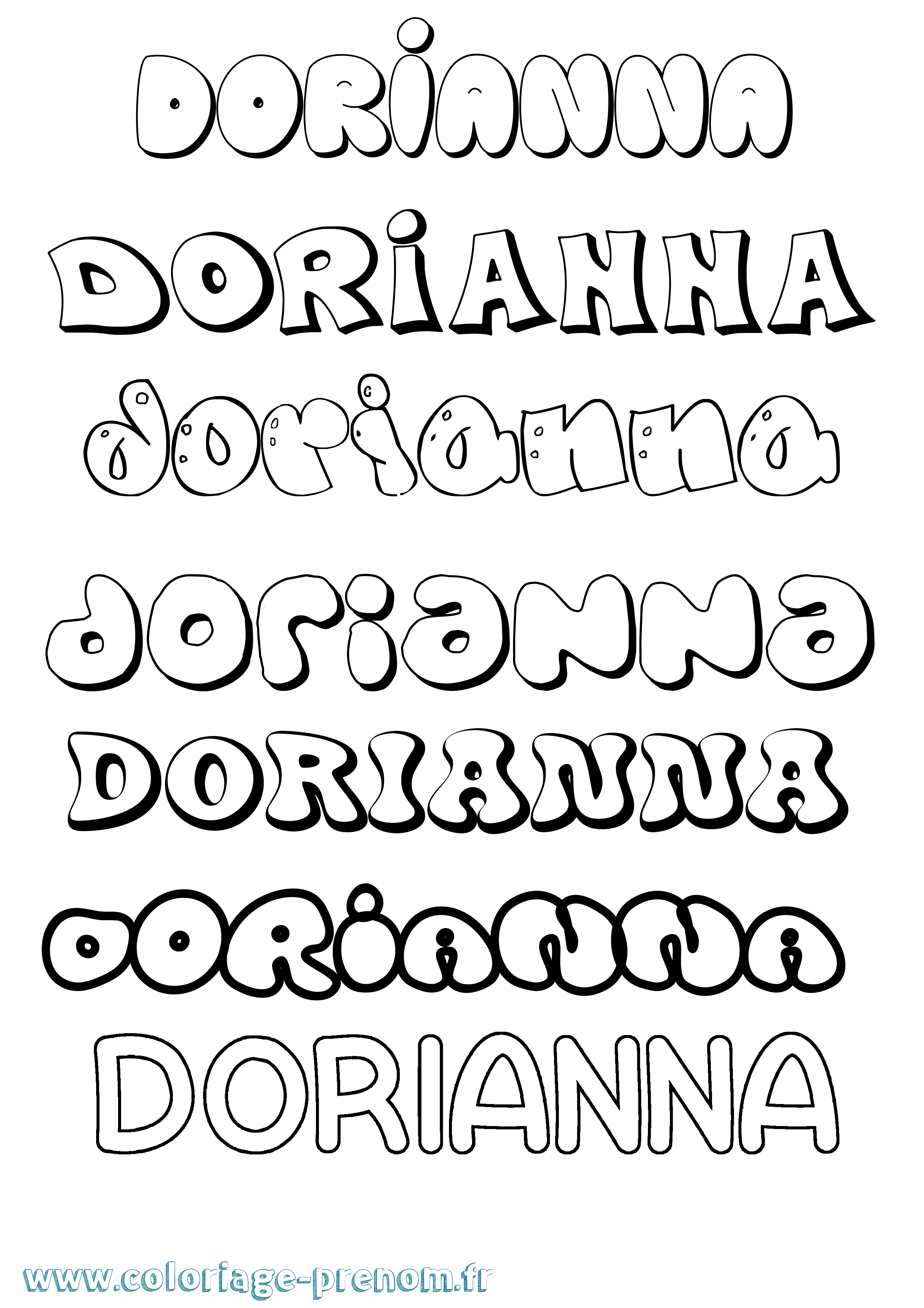 Coloriage Dorianna Bubble Coloriage prénom Dorianna Bubble