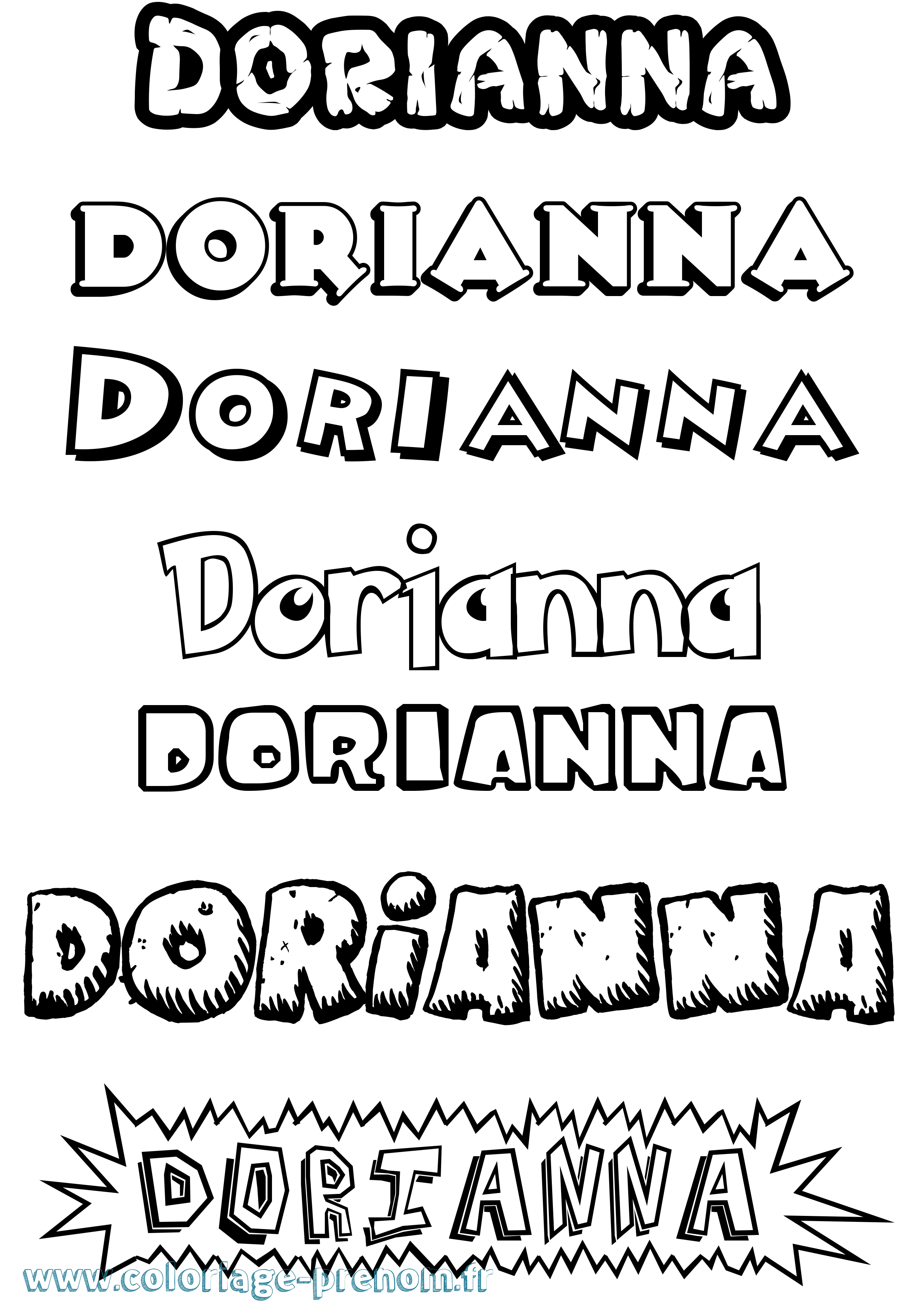 Coloriage Dorianna Dessin Animé Coloriage prénom Dorianna Dessin Animé