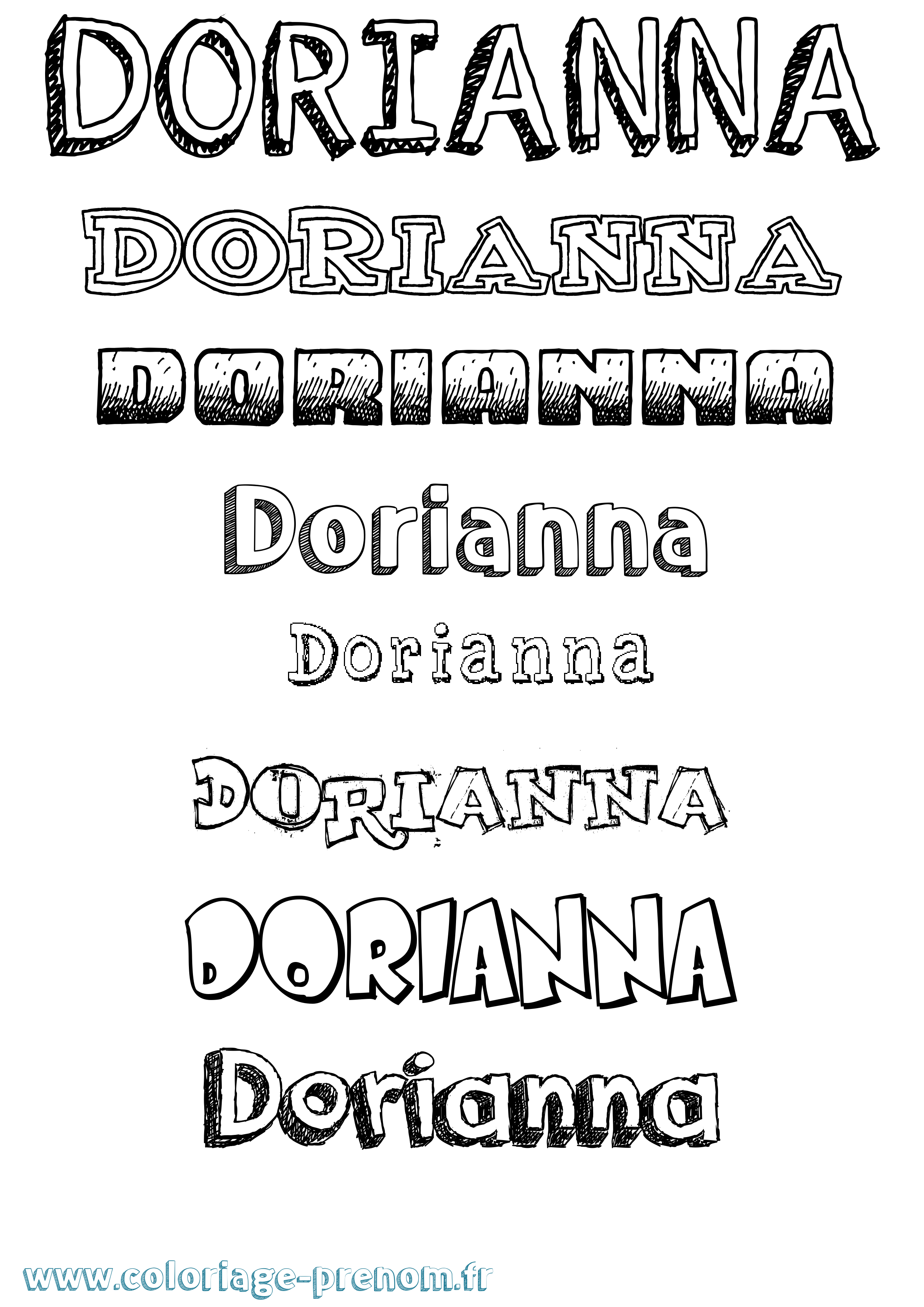 Coloriage Dorianna Dessiné Coloriage prénom Dorianna Dessiné