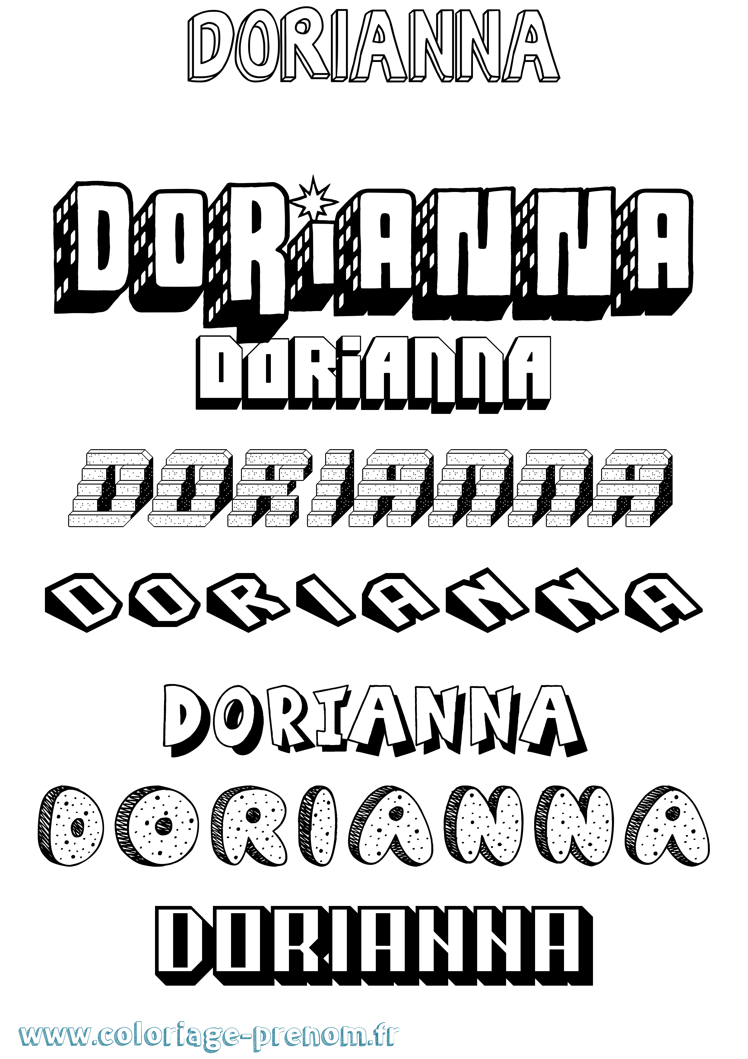 Coloriage Dorianna Effet 3D Coloriage prénom Dorianna Effet 3D