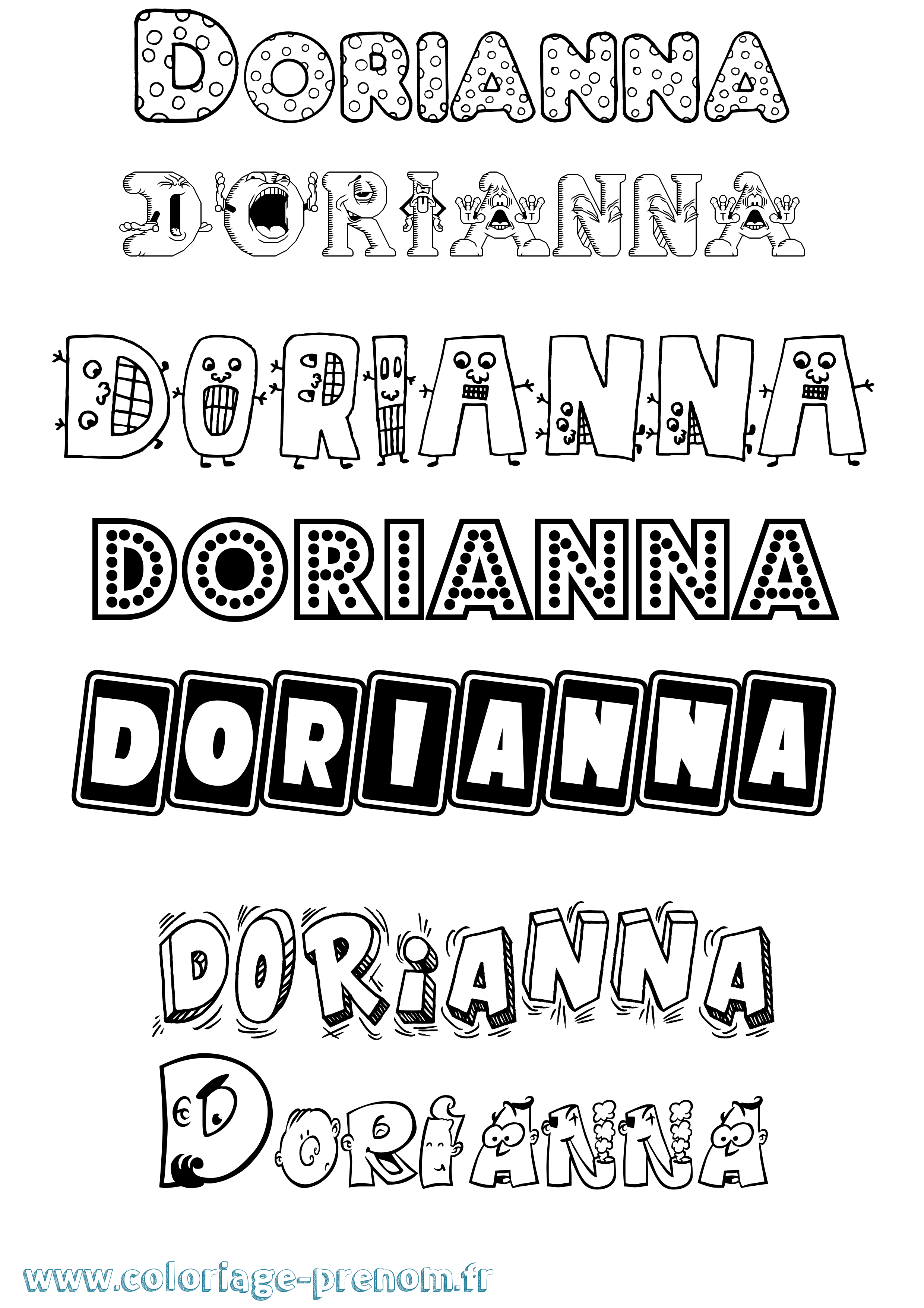 Coloriage Dorianna Fun Coloriage prénom Dorianna Fun