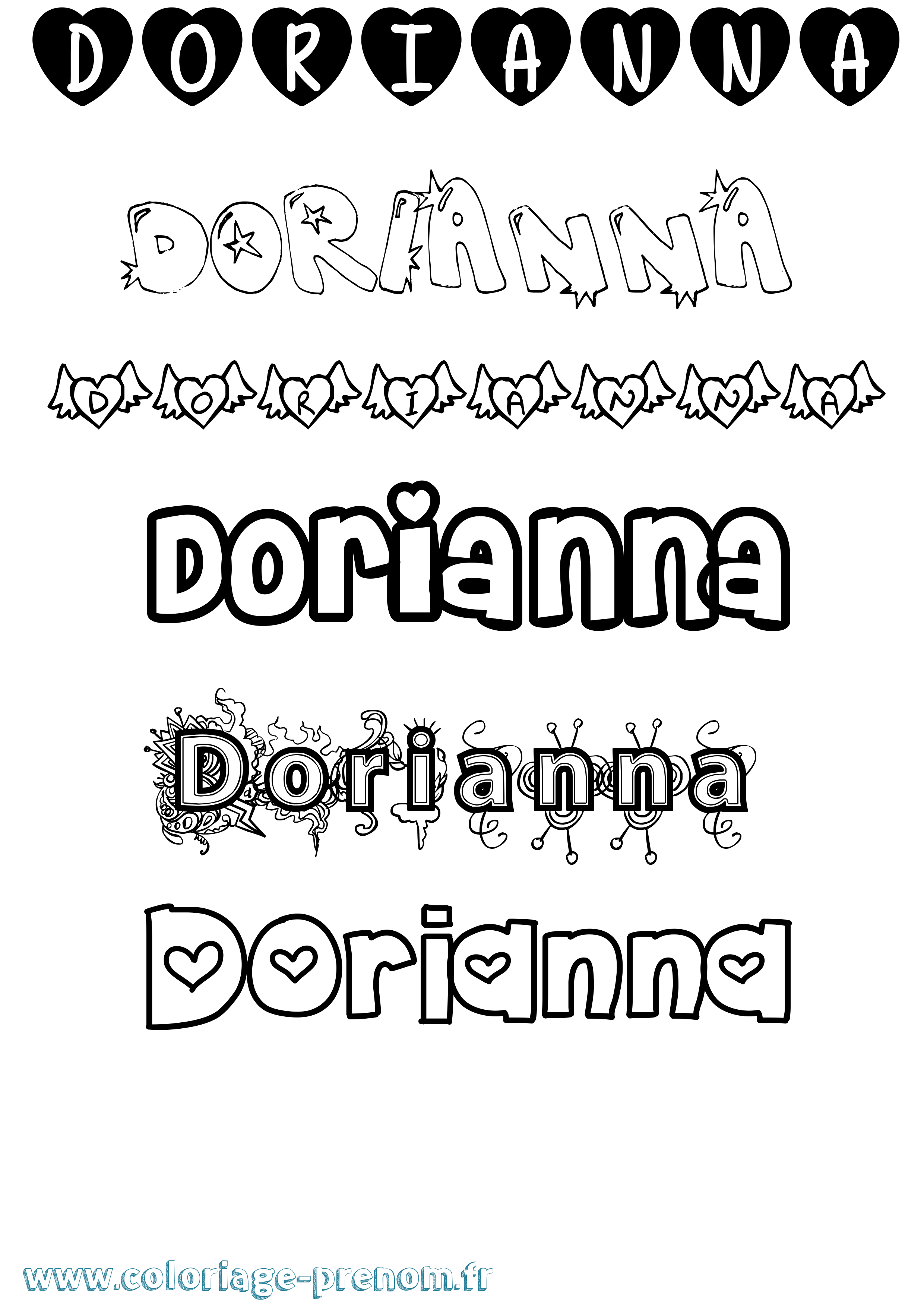 Coloriage Dorianna Girly Coloriage prénom Dorianna Girly