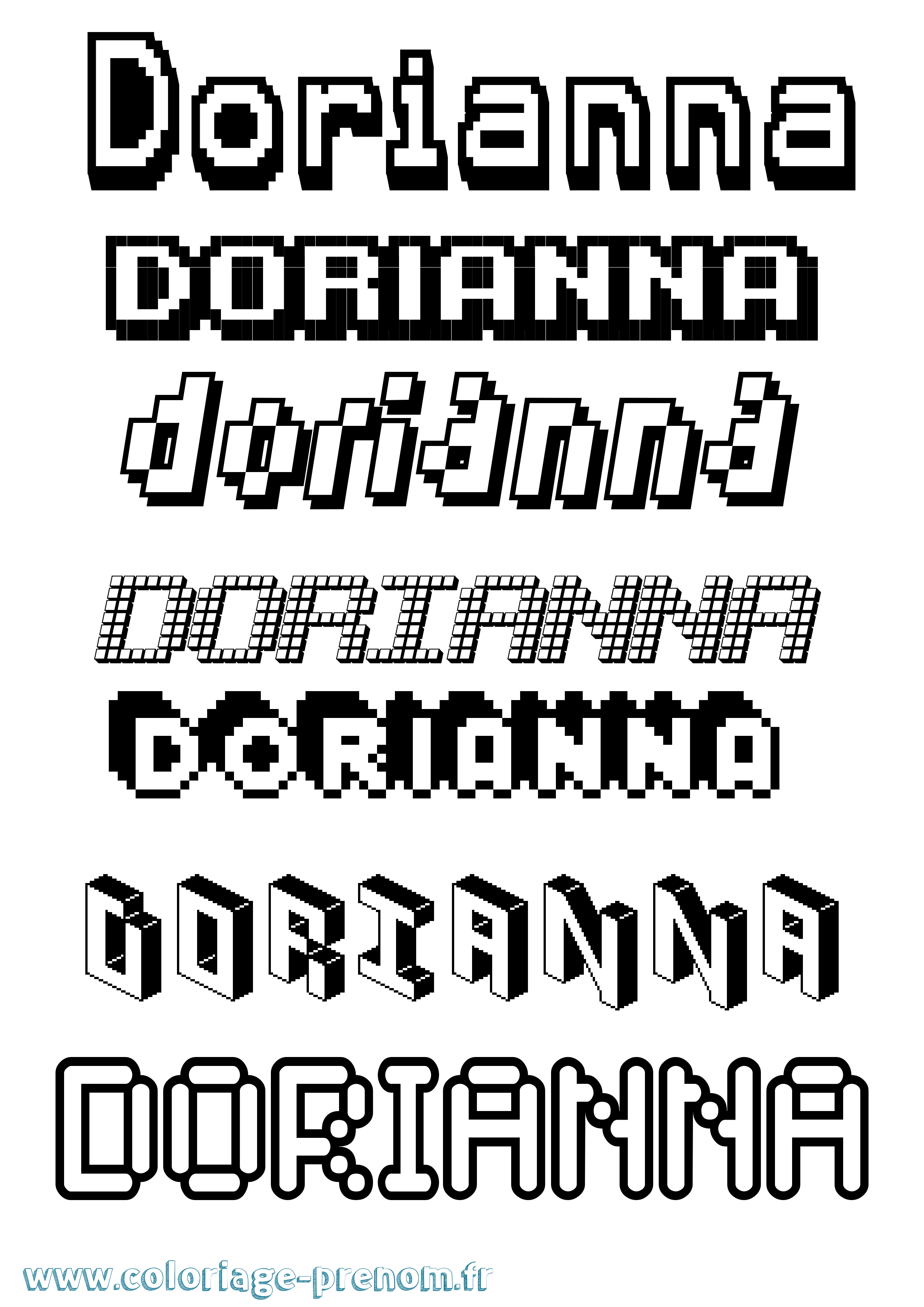Coloriage Dorianna Pixel Coloriage prénom Dorianna Pixel