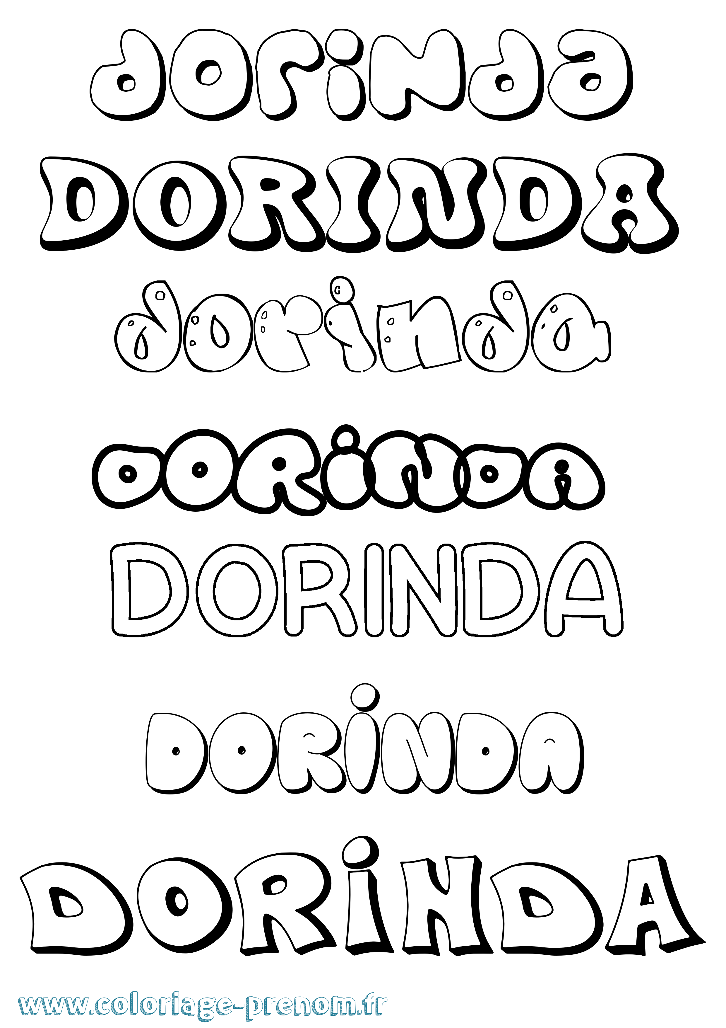 Coloriage Dorinda Bubble Coloriage prénom Dorinda Bubble