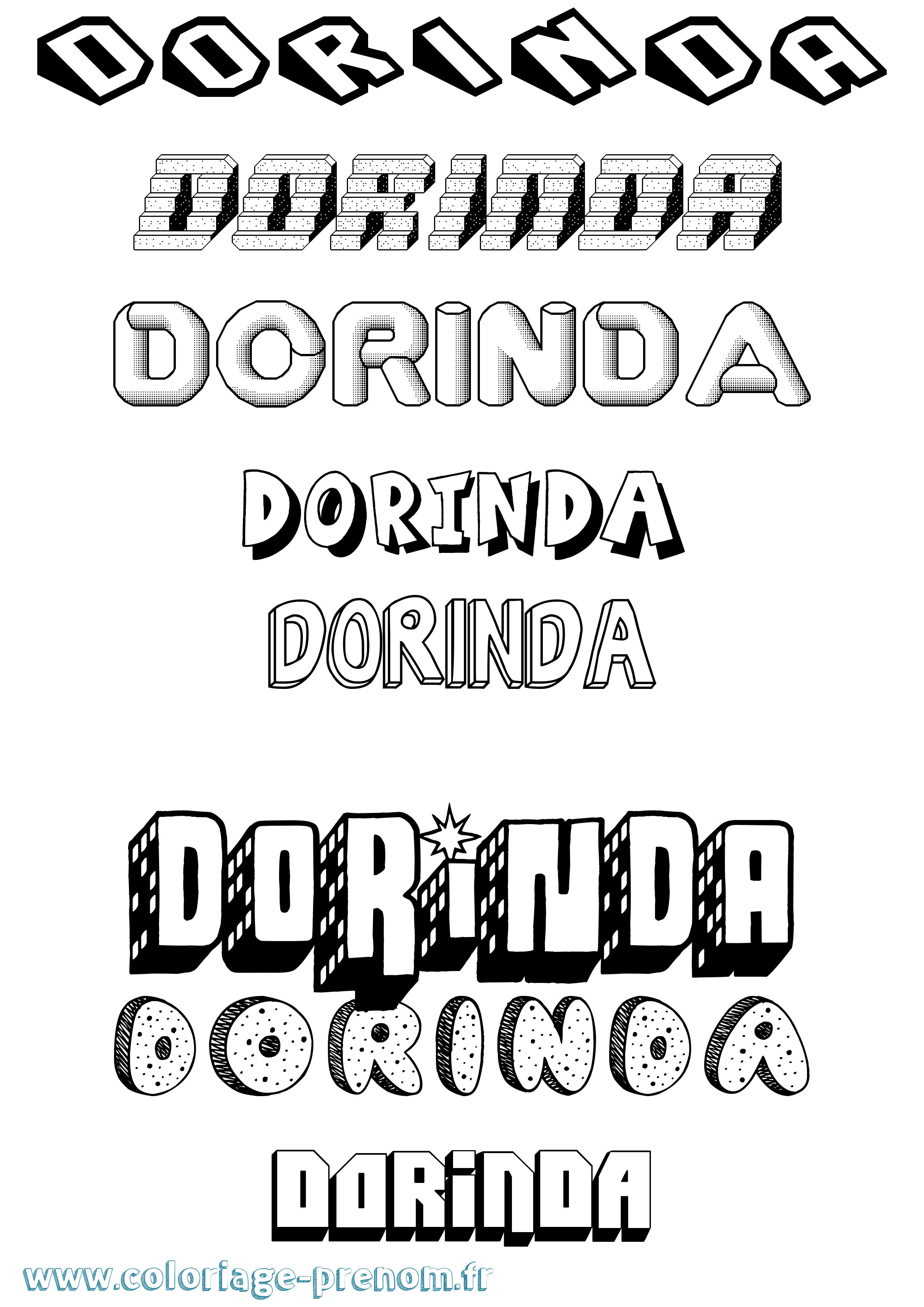 Coloriage Dorinda Effet 3D Coloriage prénom Dorinda Effet 3D