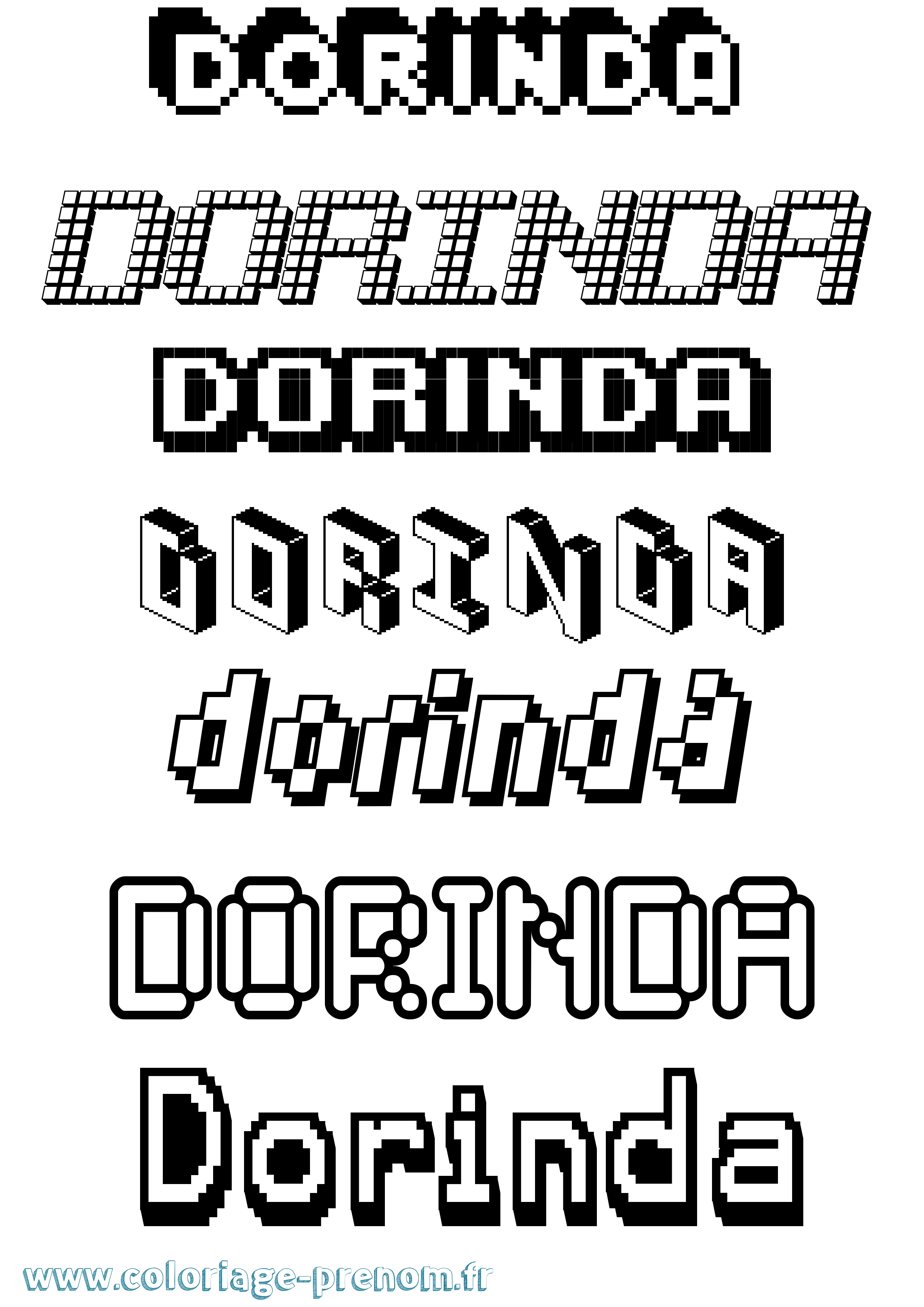Coloriage Dorinda Pixel Coloriage prénom Dorinda Pixel