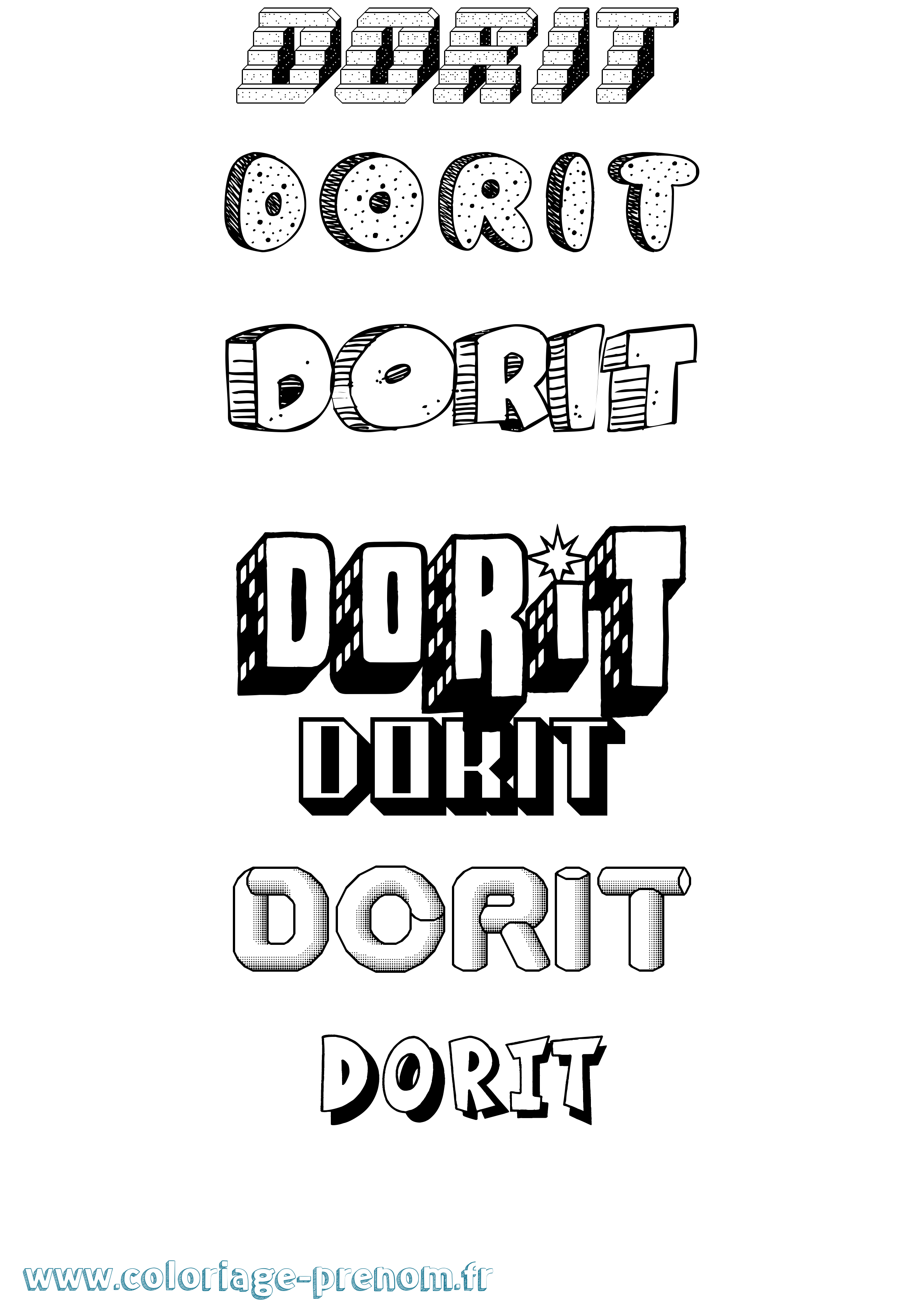 Coloriage Dorit Effet 3D Coloriage prénom Dorit Effet 3D