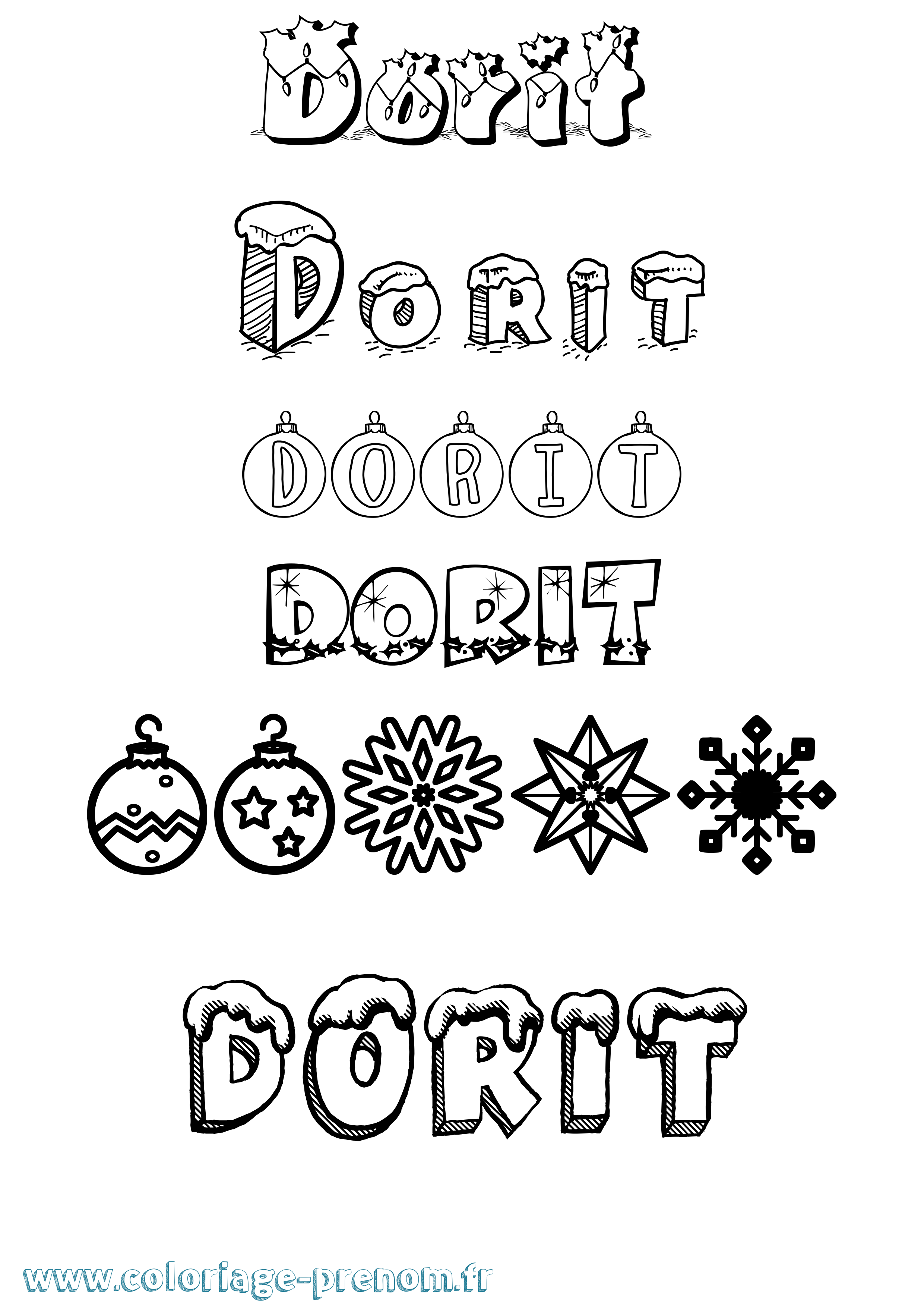 Coloriage Dorit Noël Coloriage prénom Dorit Noël