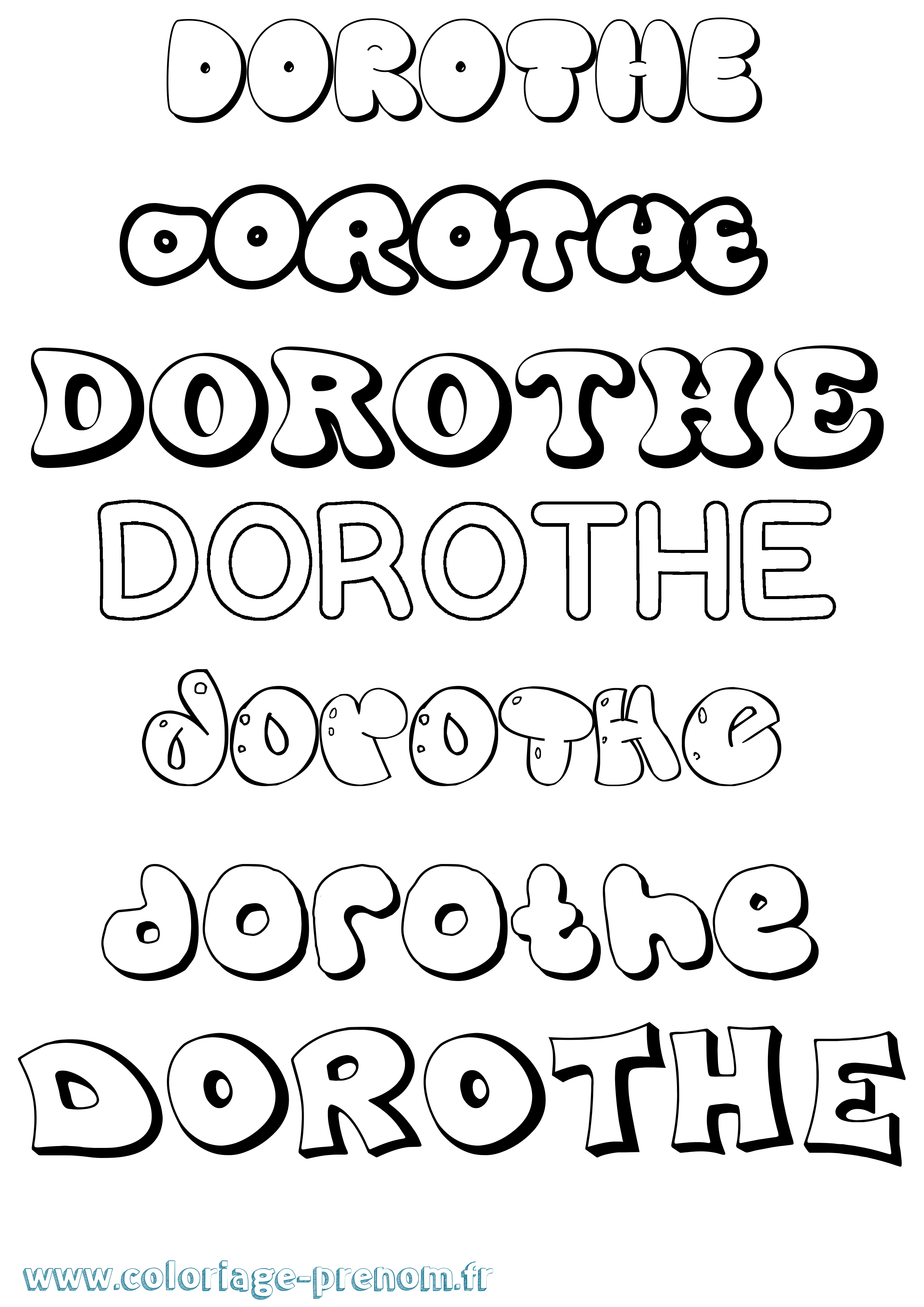 Coloriage Dorothe Bubble Coloriage prénom Dorothe Bubble