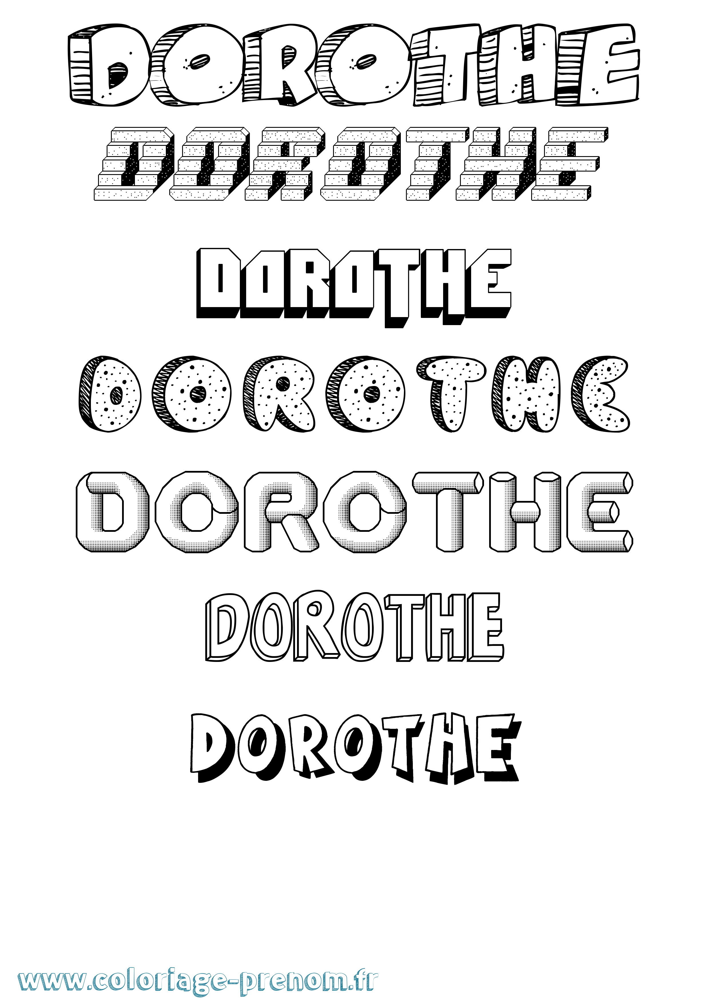 Coloriage Dorothe Effet 3D Coloriage prénom Dorothe Effet 3D