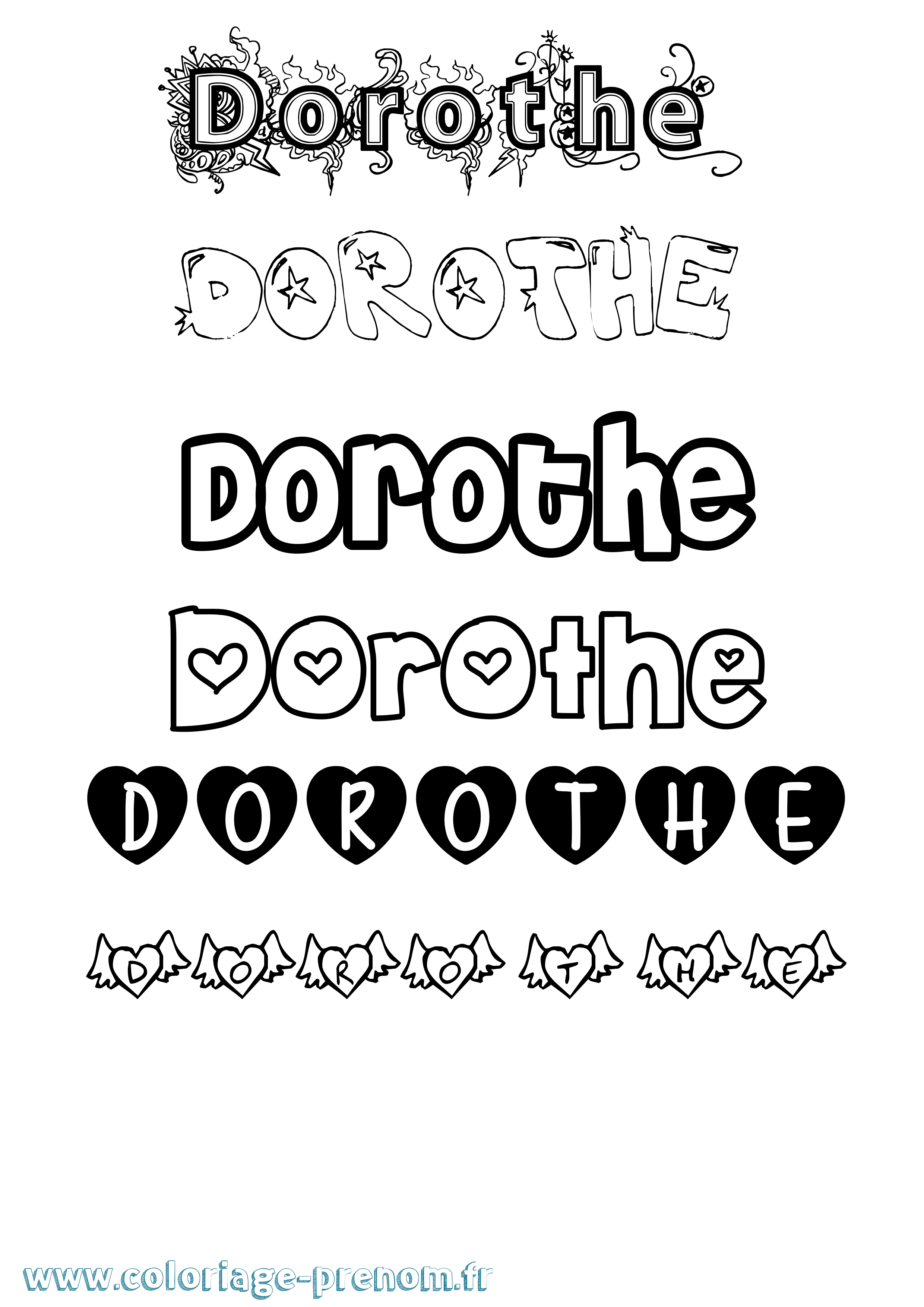 Coloriage Dorothe Girly Coloriage prénom Dorothe Girly