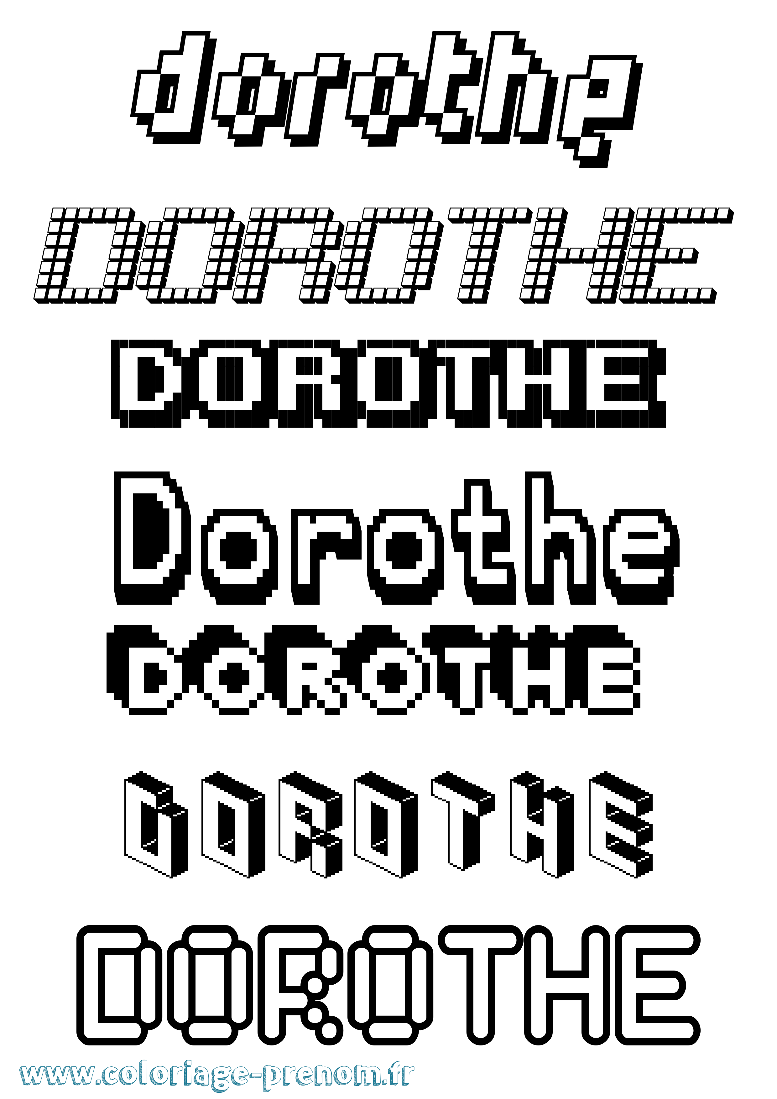 Coloriage Dorothe Pixel Coloriage prénom Dorothe Pixel