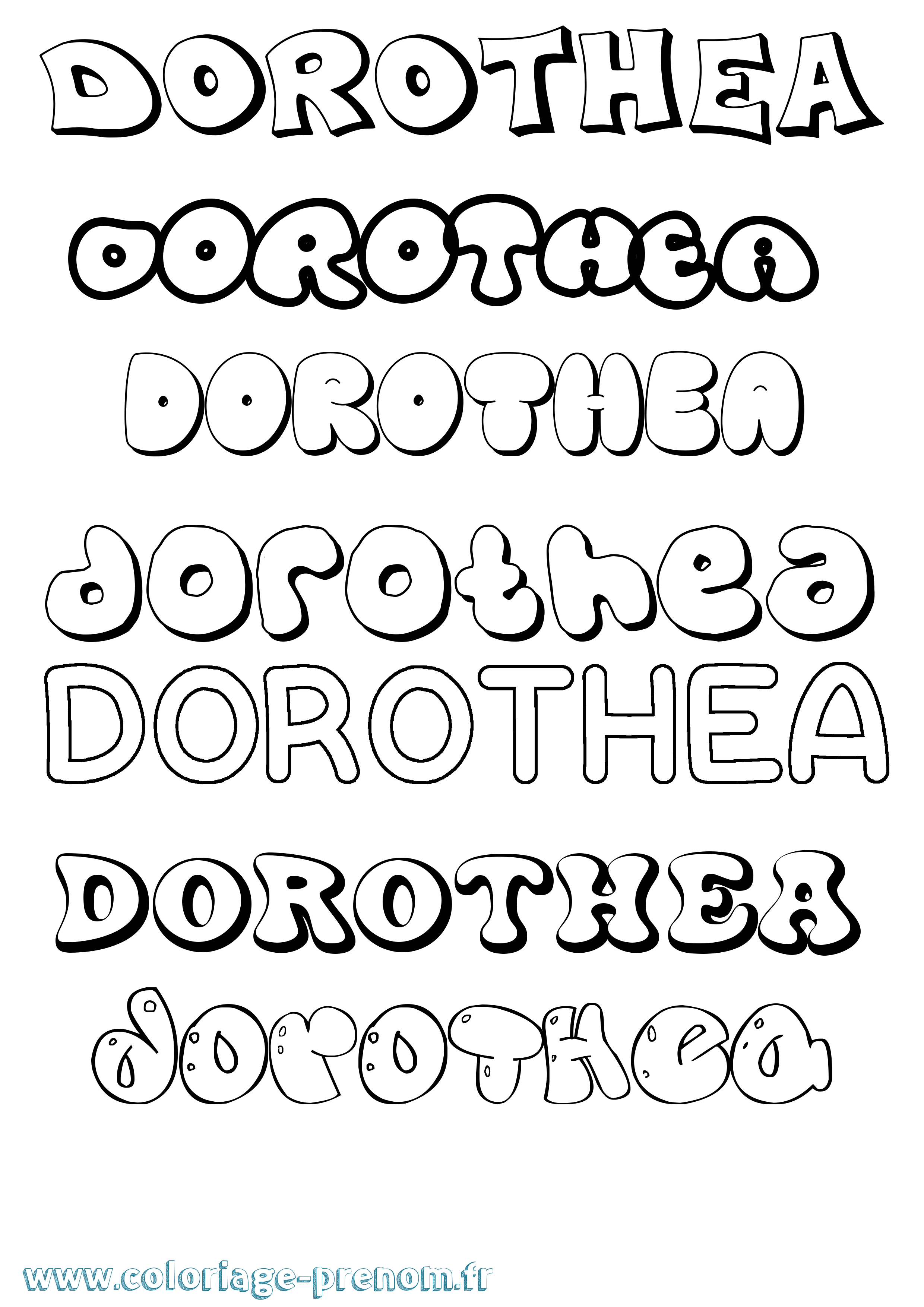 Coloriage Dorothea Bubble Coloriage prénom Dorothea Bubble