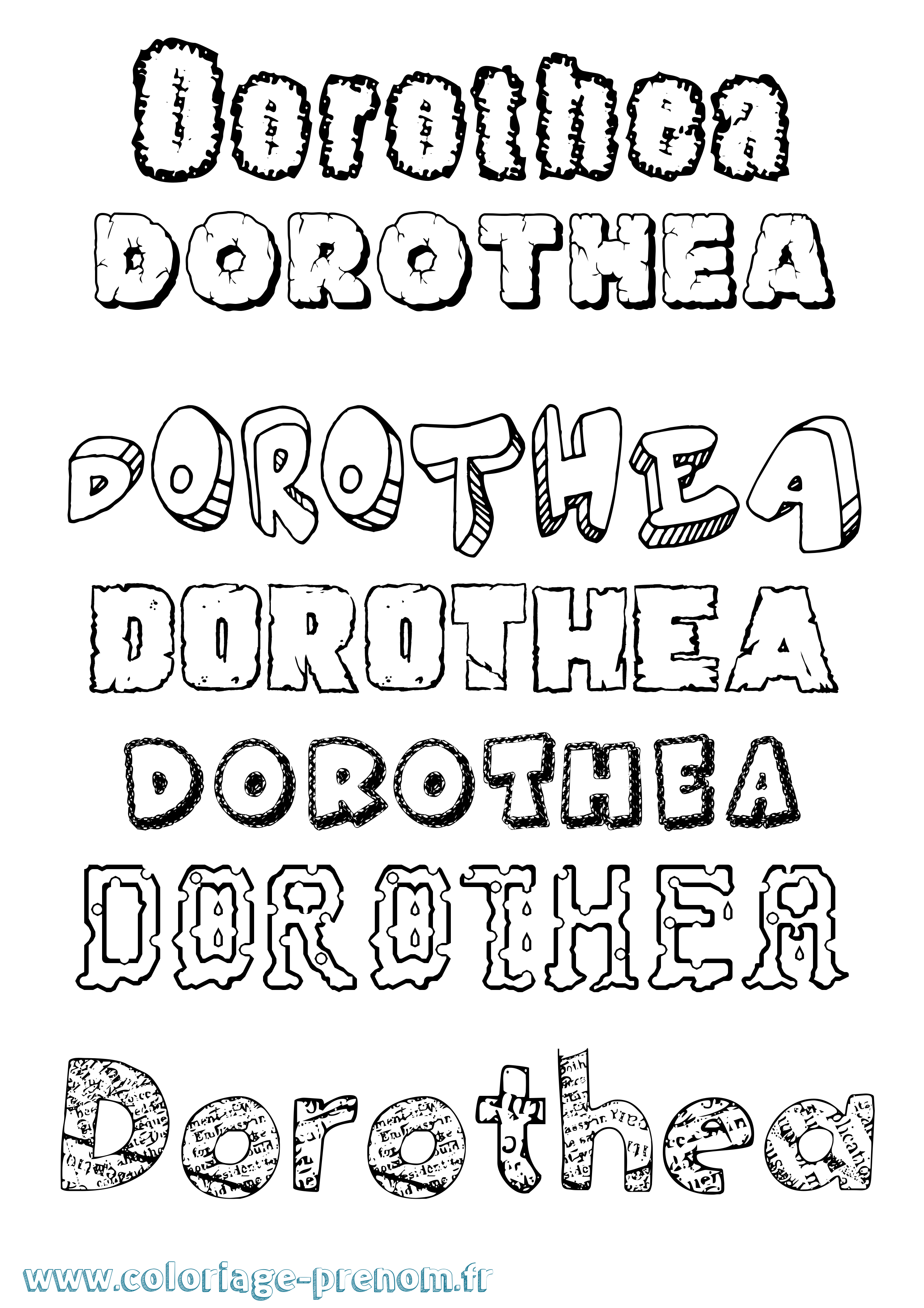 Coloriage Dorothea Destructuré Coloriage prénom Dorothea Destructuré