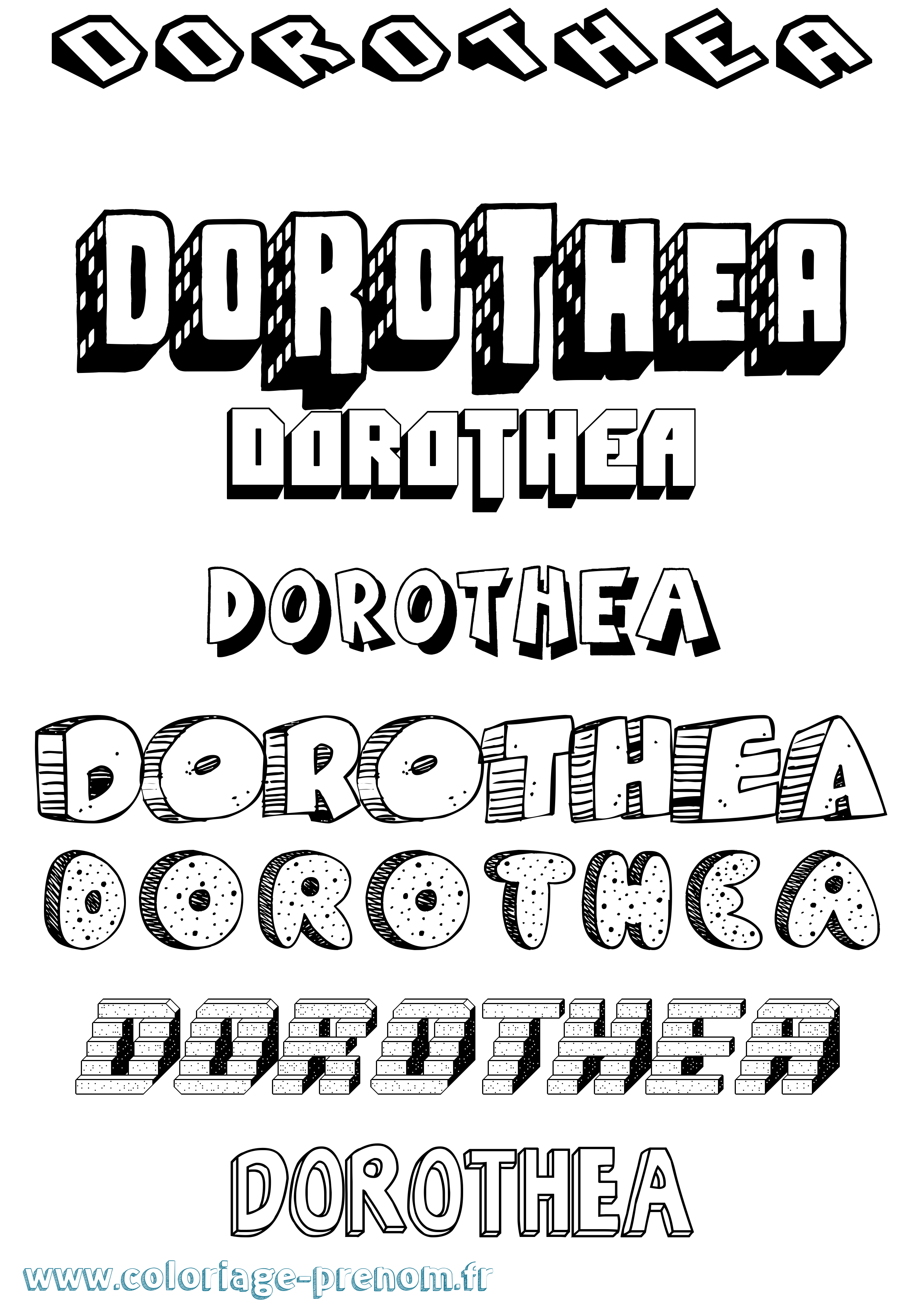 Coloriage Dorothea Effet 3D Coloriage prénom Dorothea Effet 3D