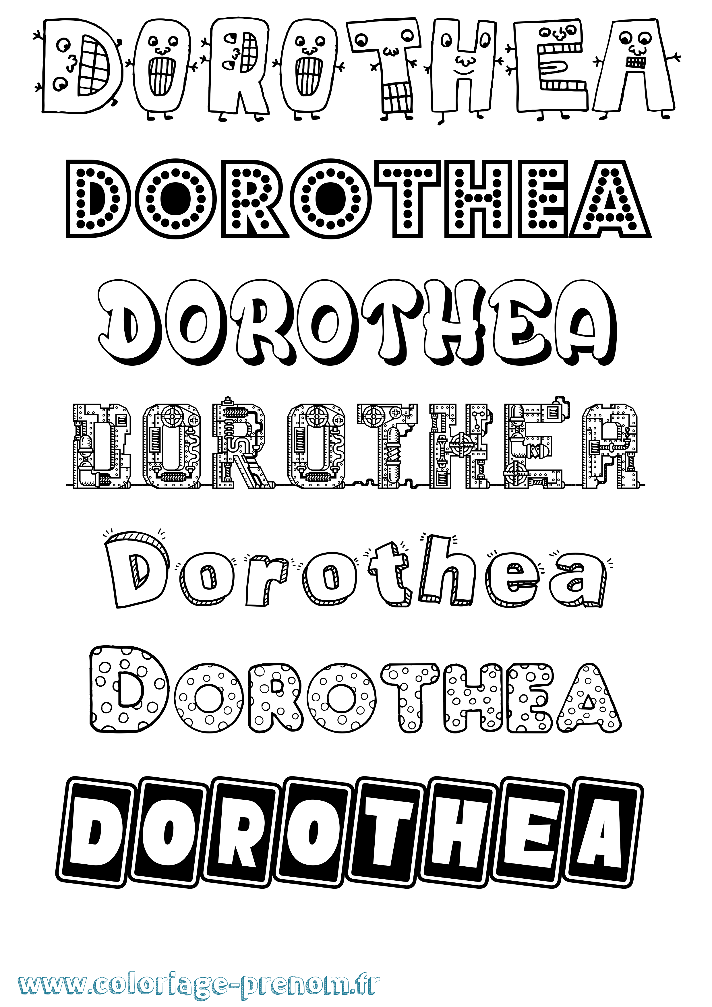 Coloriage Dorothea Fun Coloriage prénom Dorothea Fun