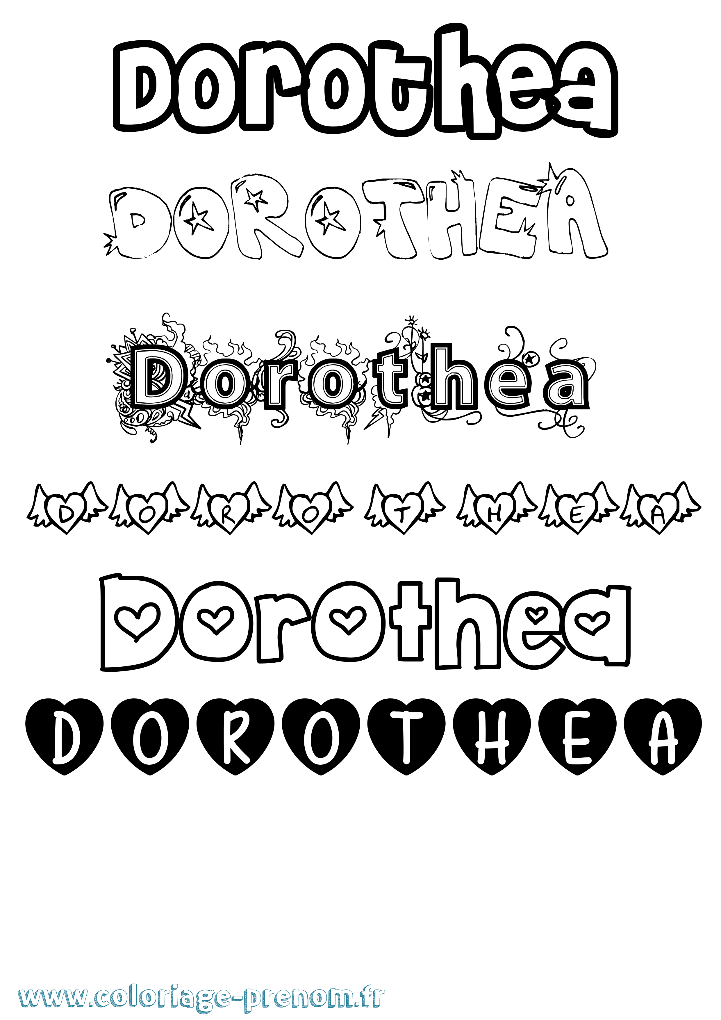 Coloriage Dorothea Girly Coloriage prénom Dorothea Girly