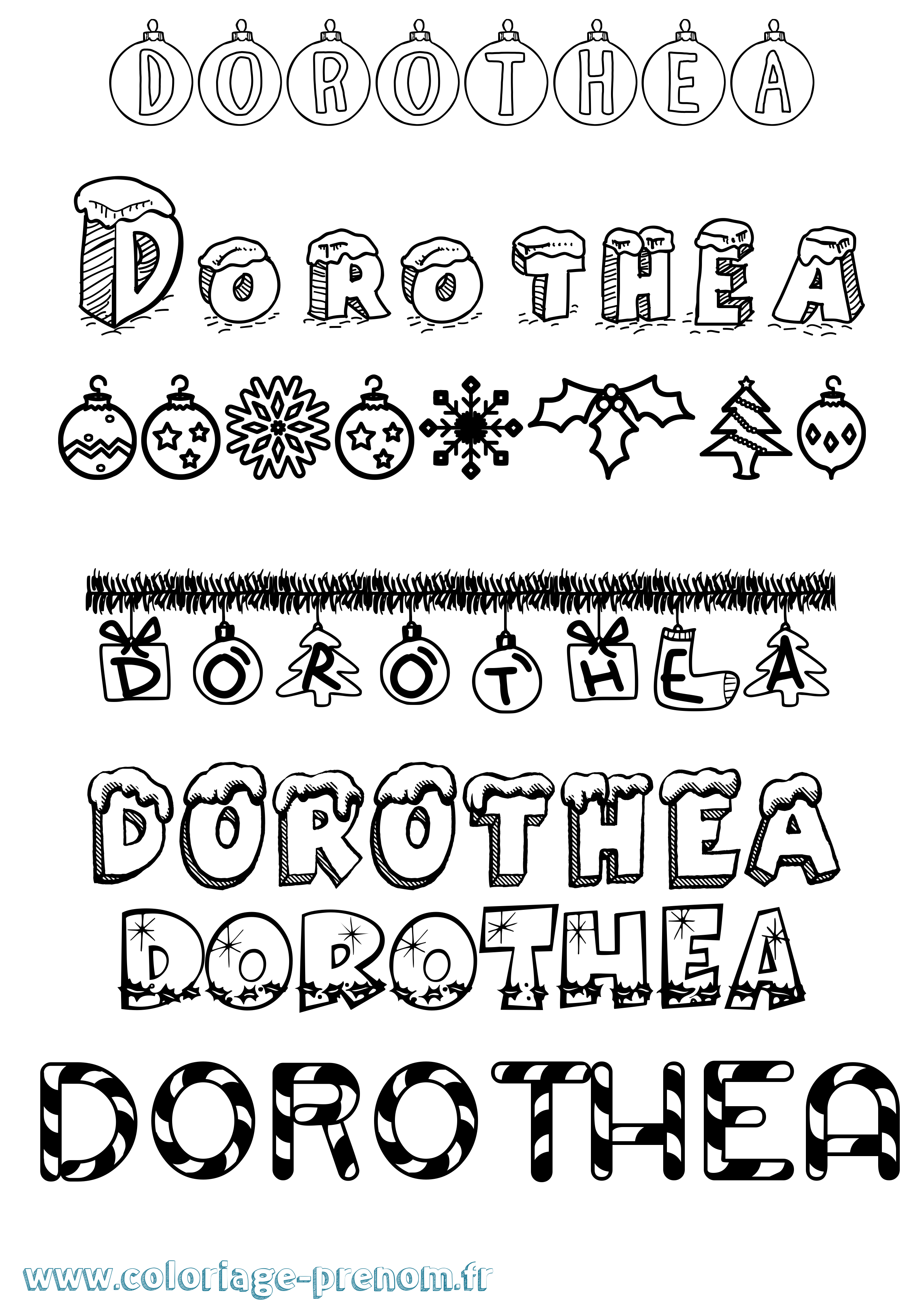 Coloriage Dorothea Noël Coloriage prénom Dorothea Noël