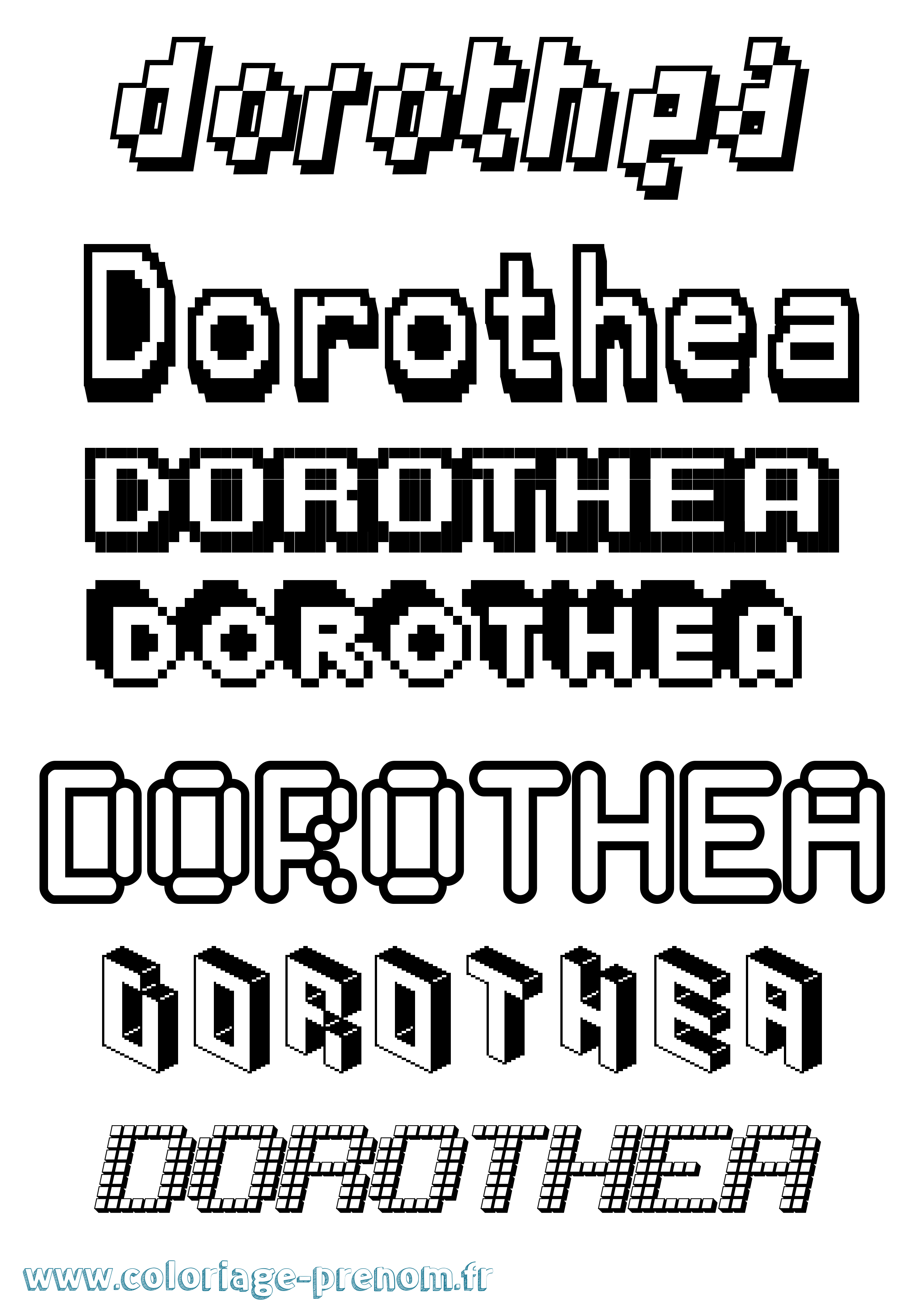 Coloriage Dorothea Pixel Coloriage prénom Dorothea Pixel