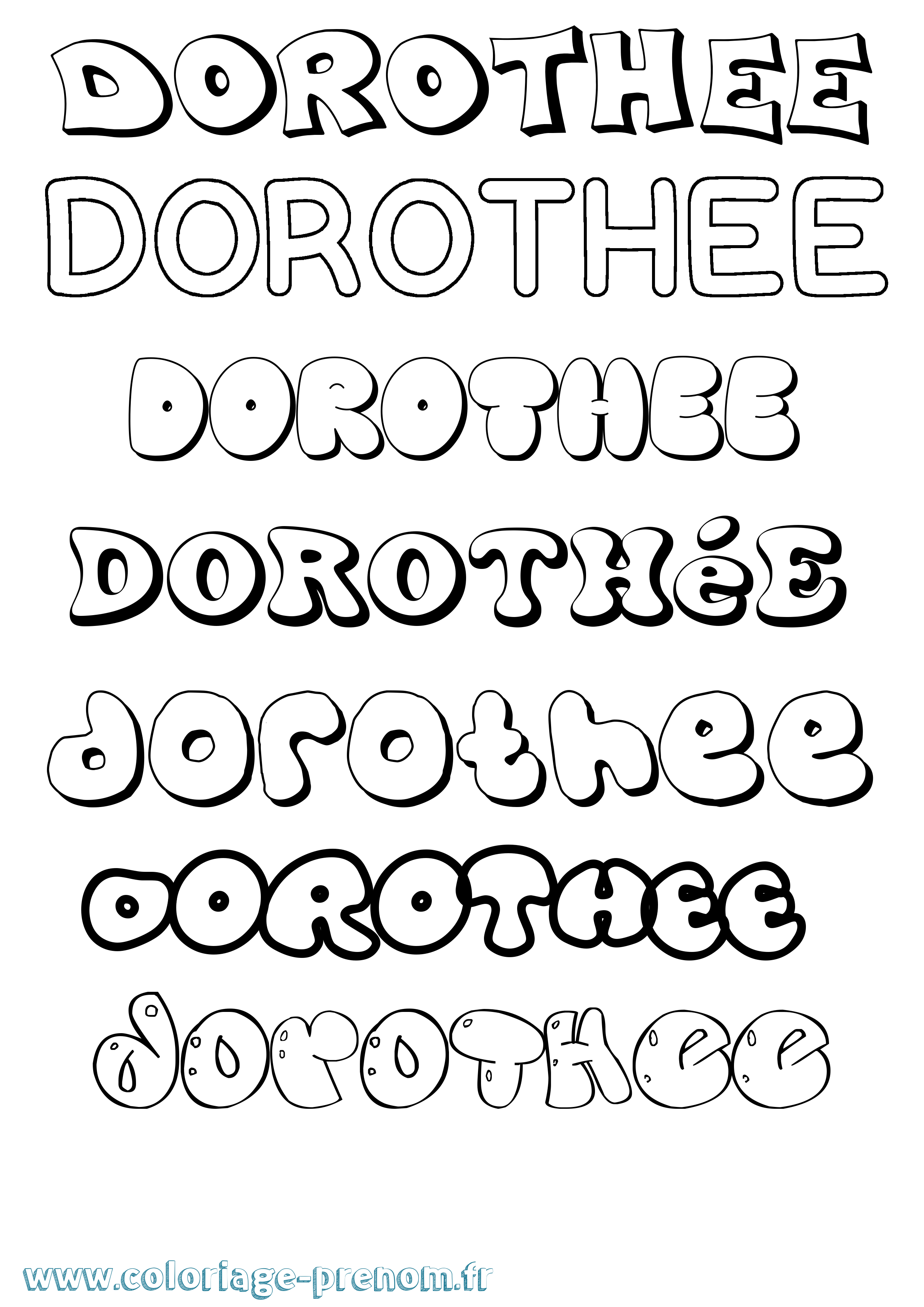 Coloriage Dorothée Bubble Coloriage prénom Dorothée Bubble