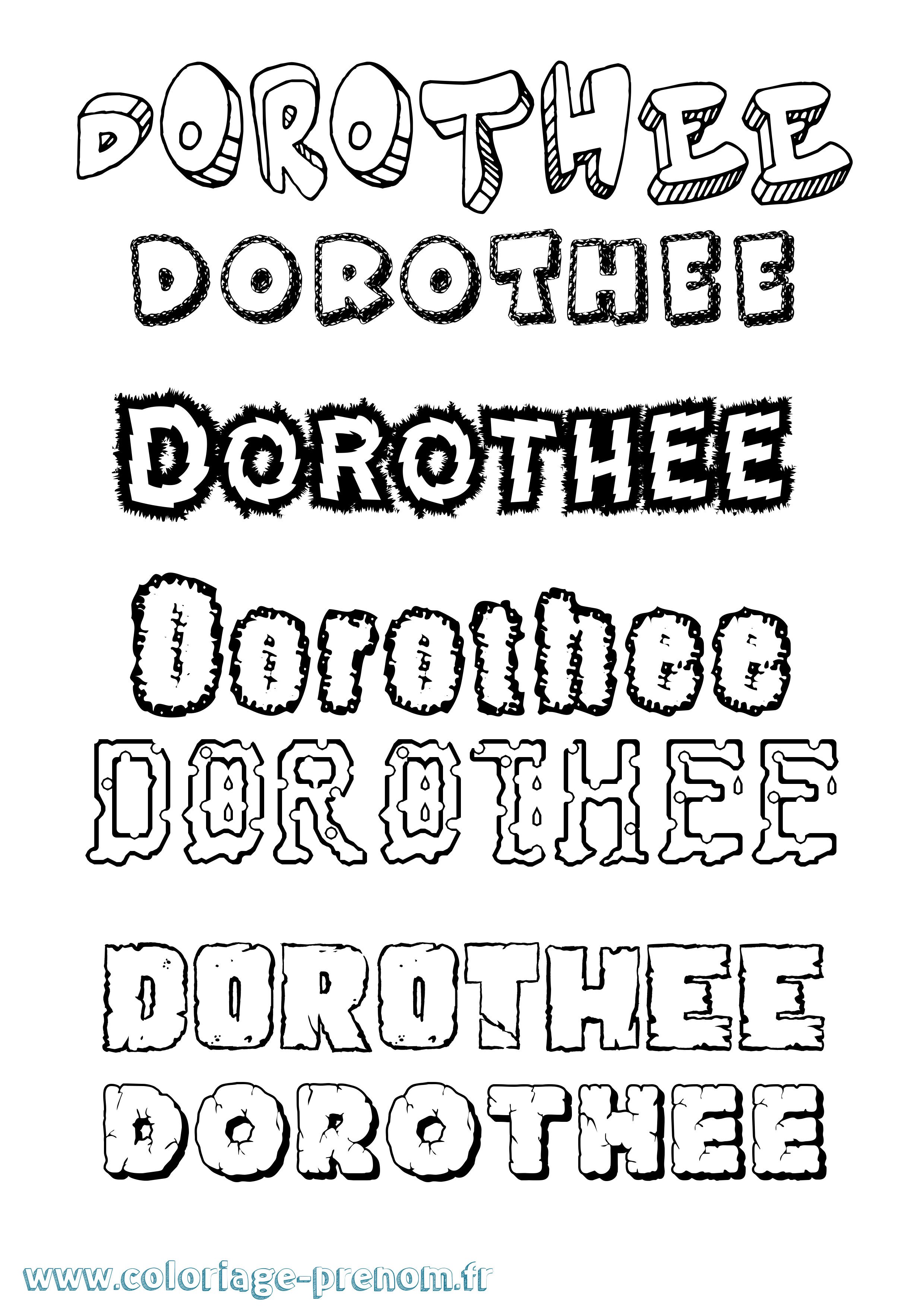 Coloriage Dorothée Destructuré Coloriage prénom Dorothée Destructuré