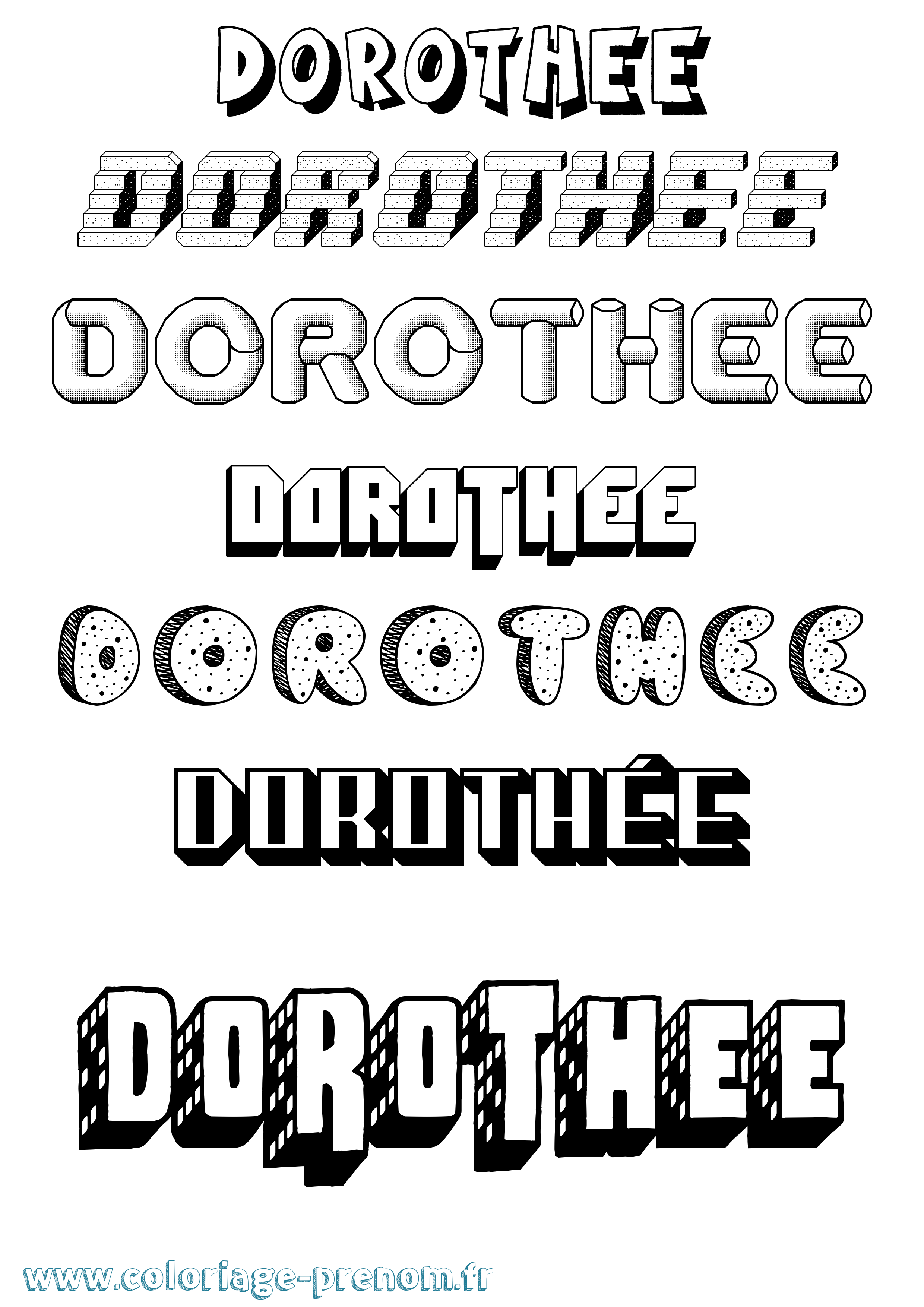 Coloriage Dorothée Effet 3D Coloriage prénom Dorothée Effet 3D