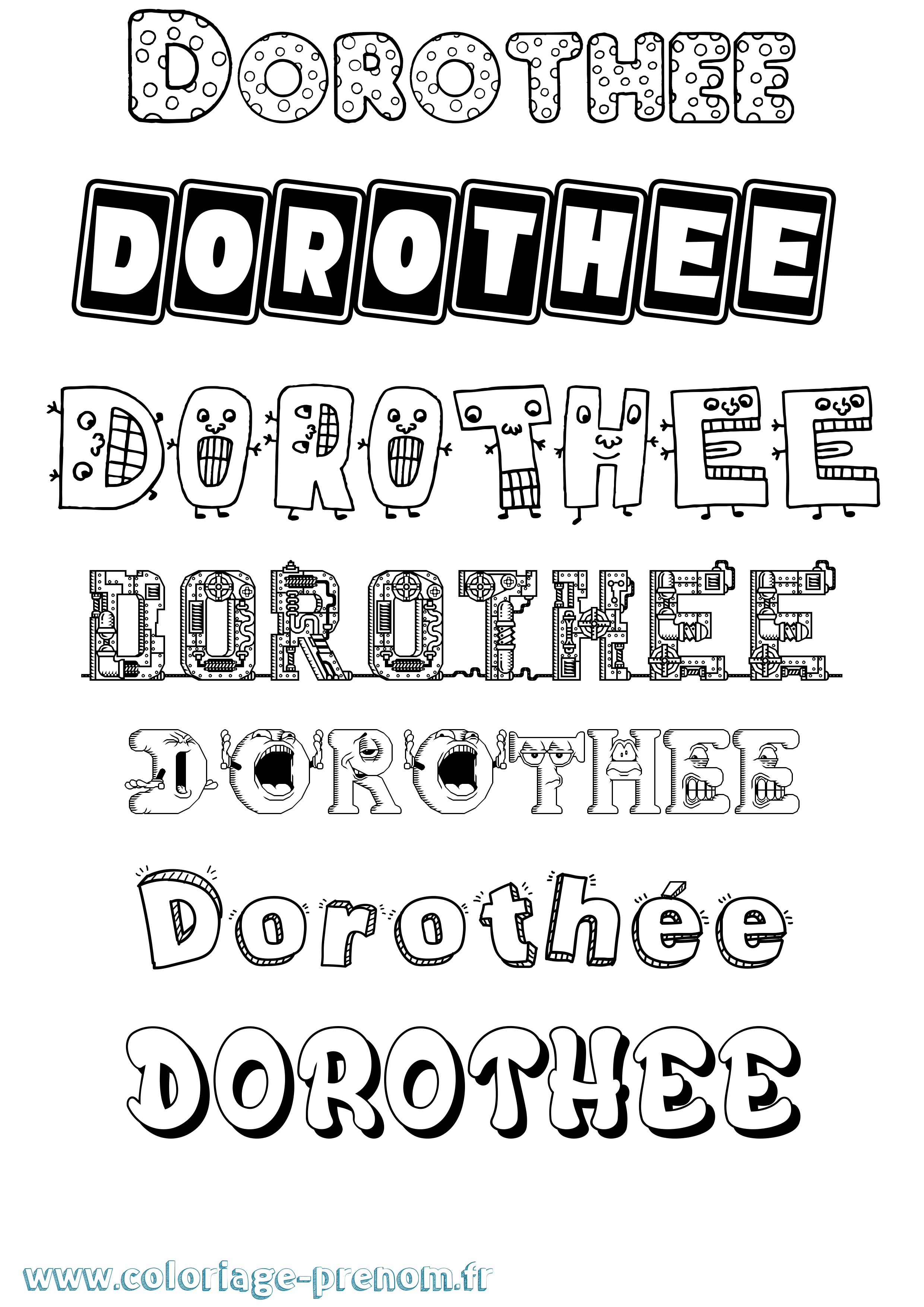 Coloriage Dorothée Fun Coloriage prénom Dorothée Fun